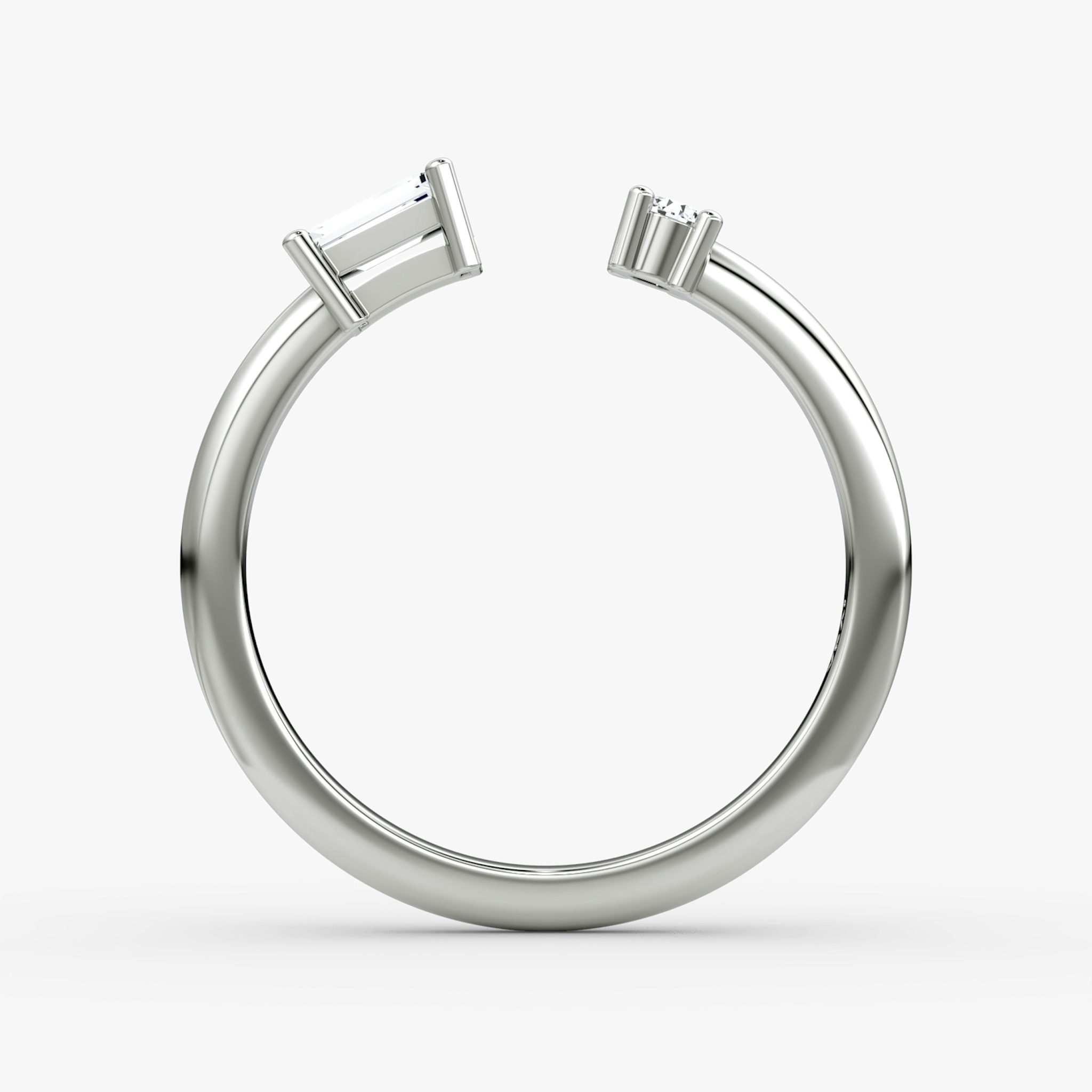 Petite East-West Cuff Ring | Round Brilliant and Baguette | Sterling Silver