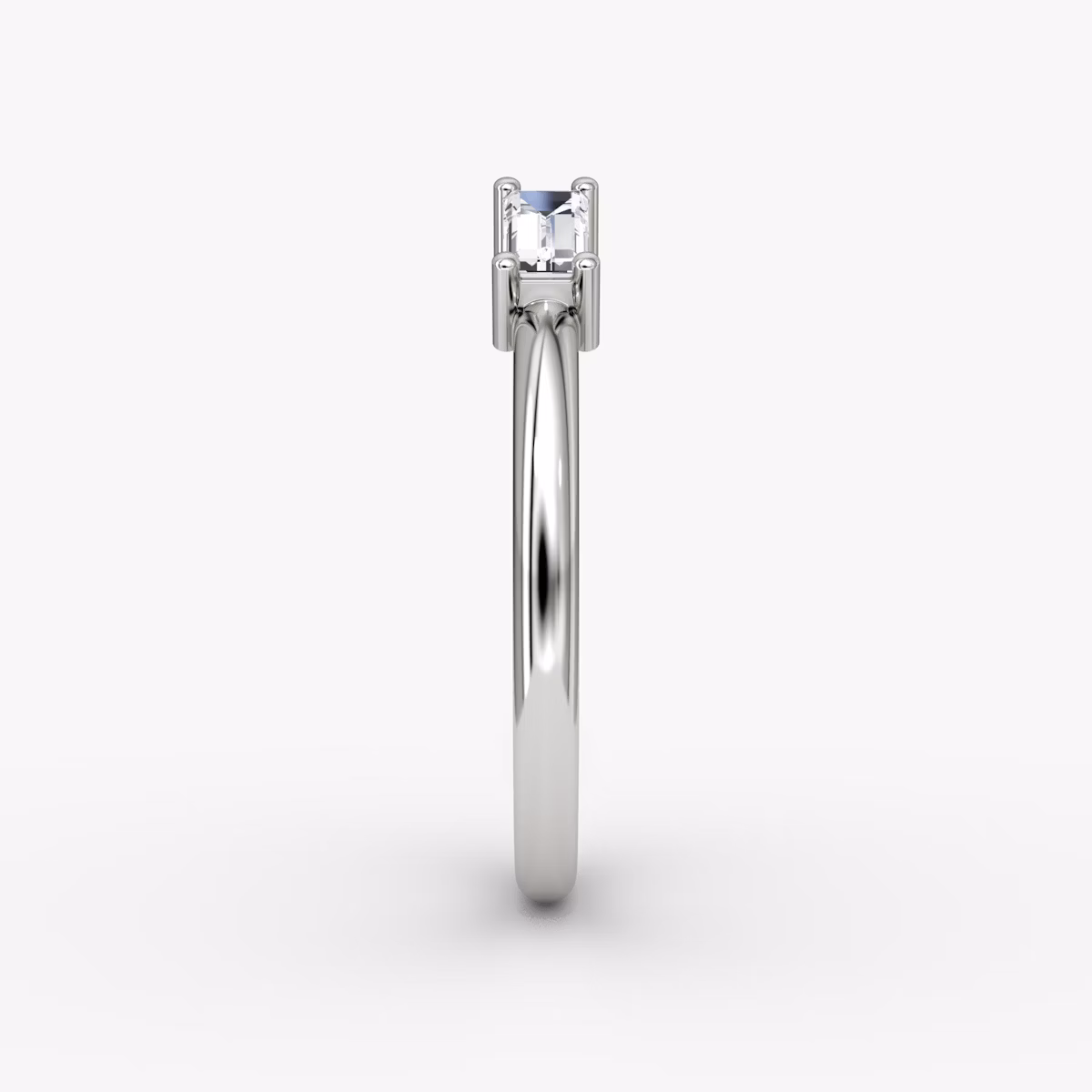 Anillo Cuff Petite East-West | Brillante y Baguette | Plata esterlina