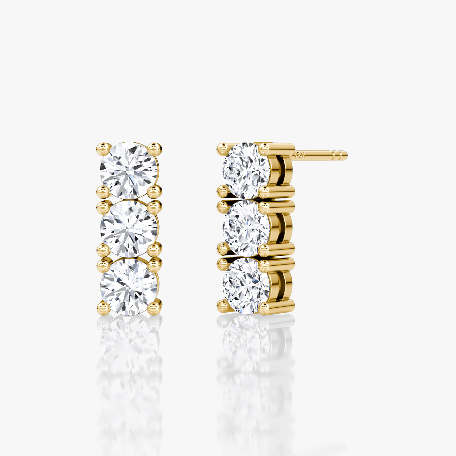 Boucle d’oreille Tennis | Rond Brillant | 14k | Or jaune | caratWeight: 0.75ct