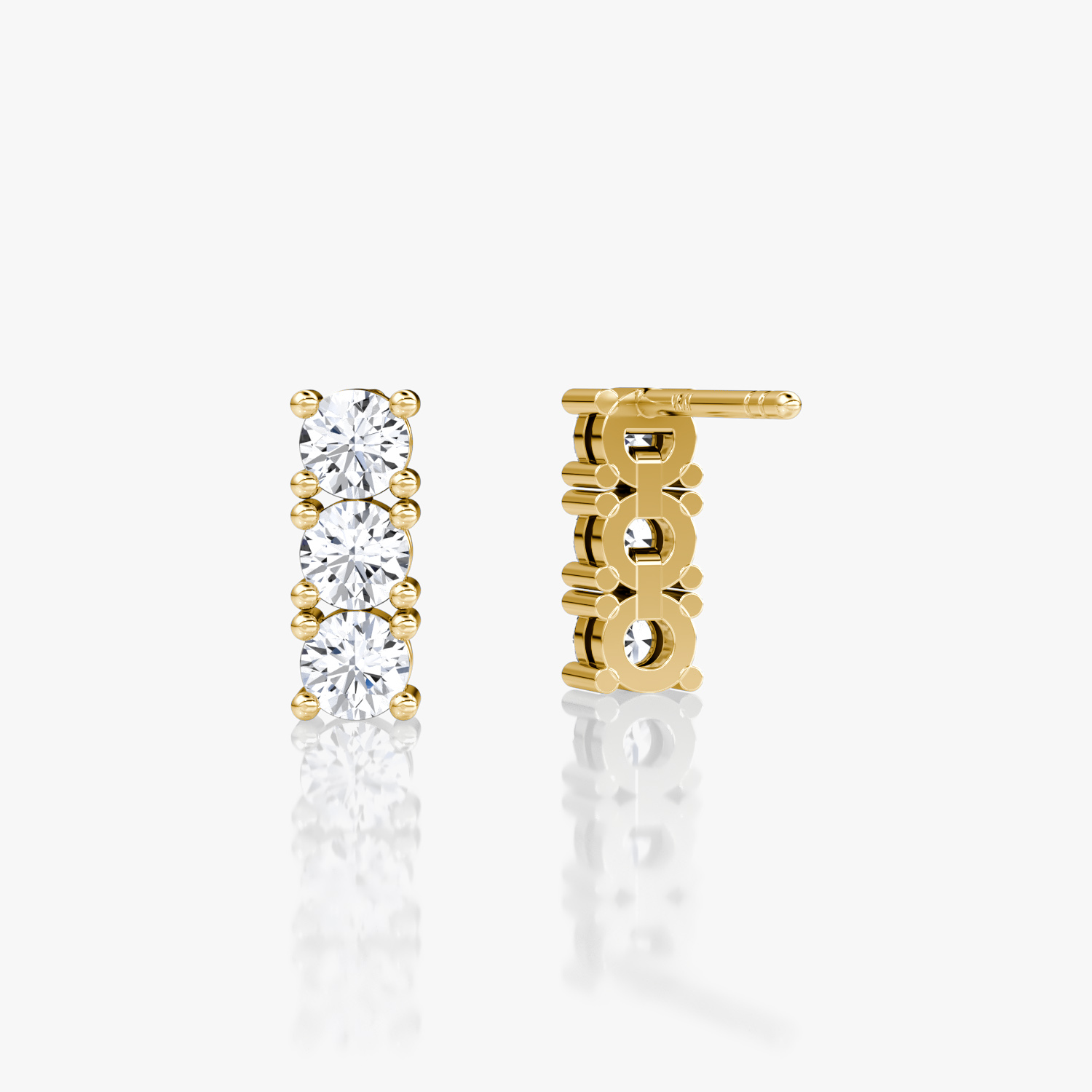 Boucle d’oreille Tennis | Rond Brillant | 14k | Or jaune | caratWeight: 0.30ct