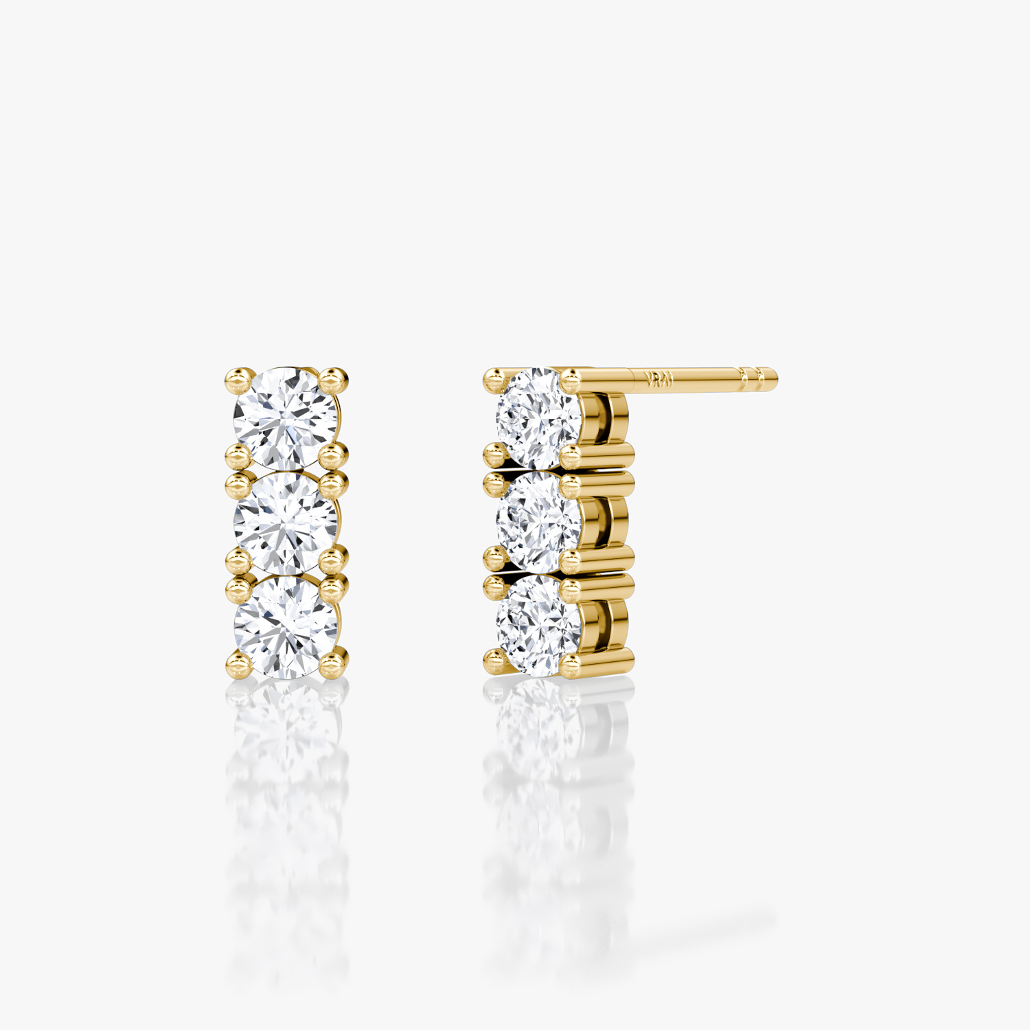 Boucle d’oreille Tennis | Rond Brillant | 14k | Or jaune | caratWeight: 0.30ct