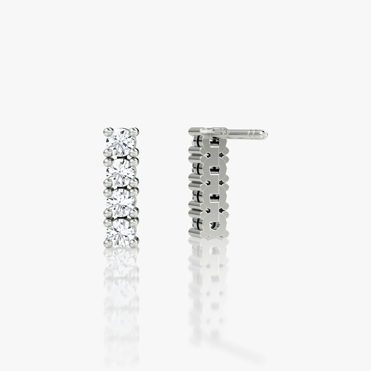Boucle d’oreille Tennis | Rond Brillant | 14k | Or blanc | caratWeight: 0.16ct