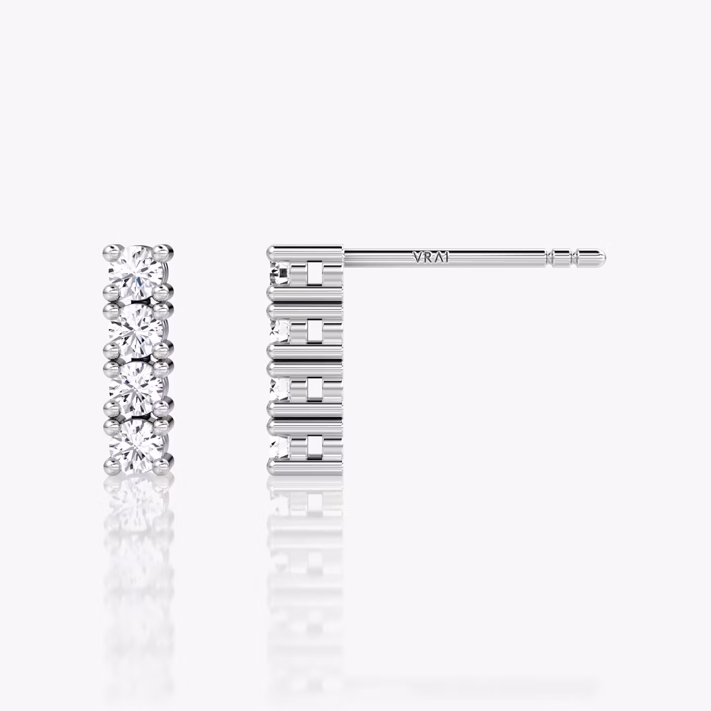 Boucle d’oreille Tennis | Rond Brillant | 14k | Or blanc | caratWeight: 0.16ct