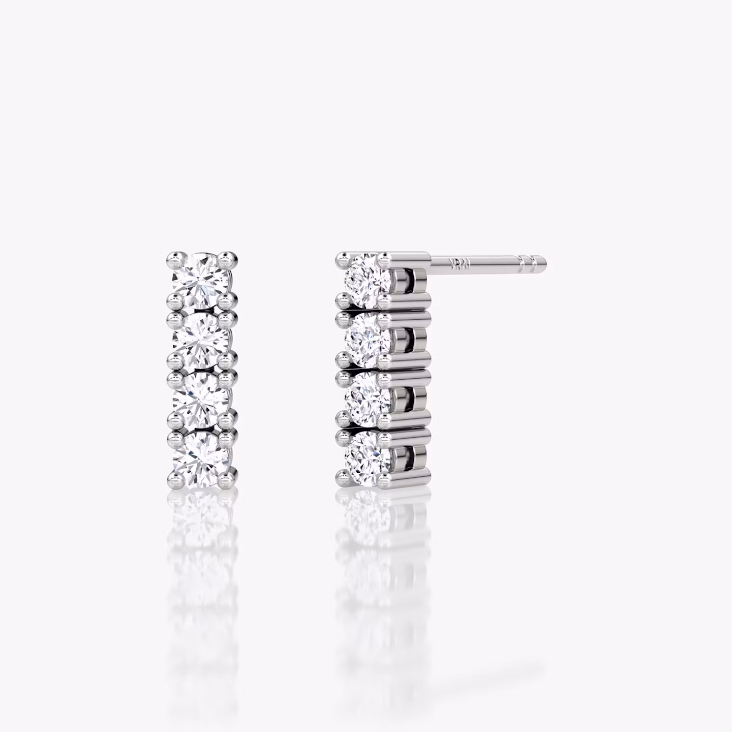 Boucle d’oreille Tennis | Rond Brillant | 14k | Or blanc | caratWeight: 0.16ct