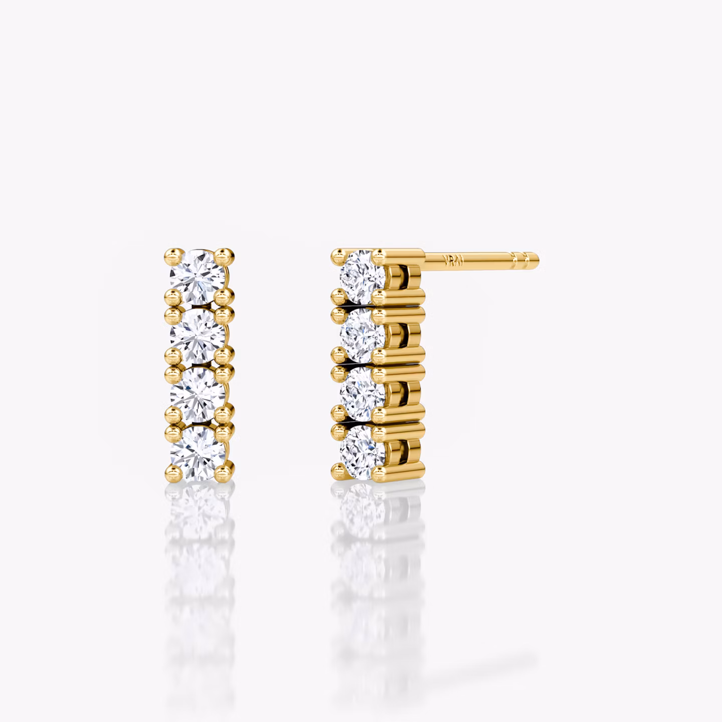 Boucle d’oreille Tennis Rond Brillant | Yellow Gold