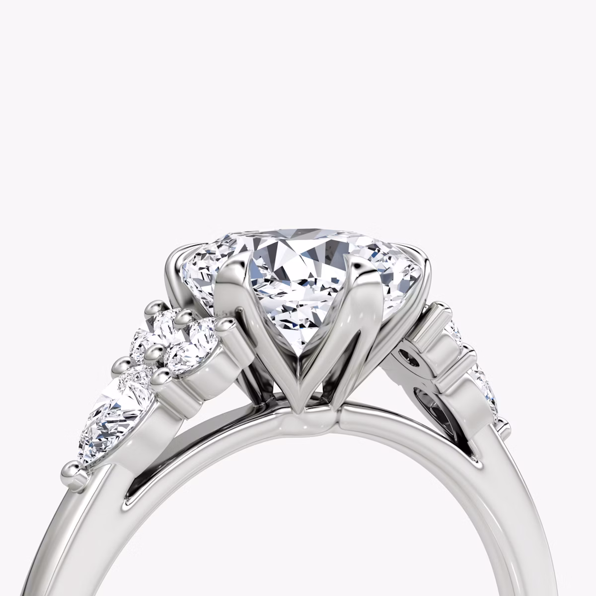 The Pear Cluster Heirloom | Cushion | Platinum | bandAccent: Plain | diamondOrientation: vertical | caratWeight: other