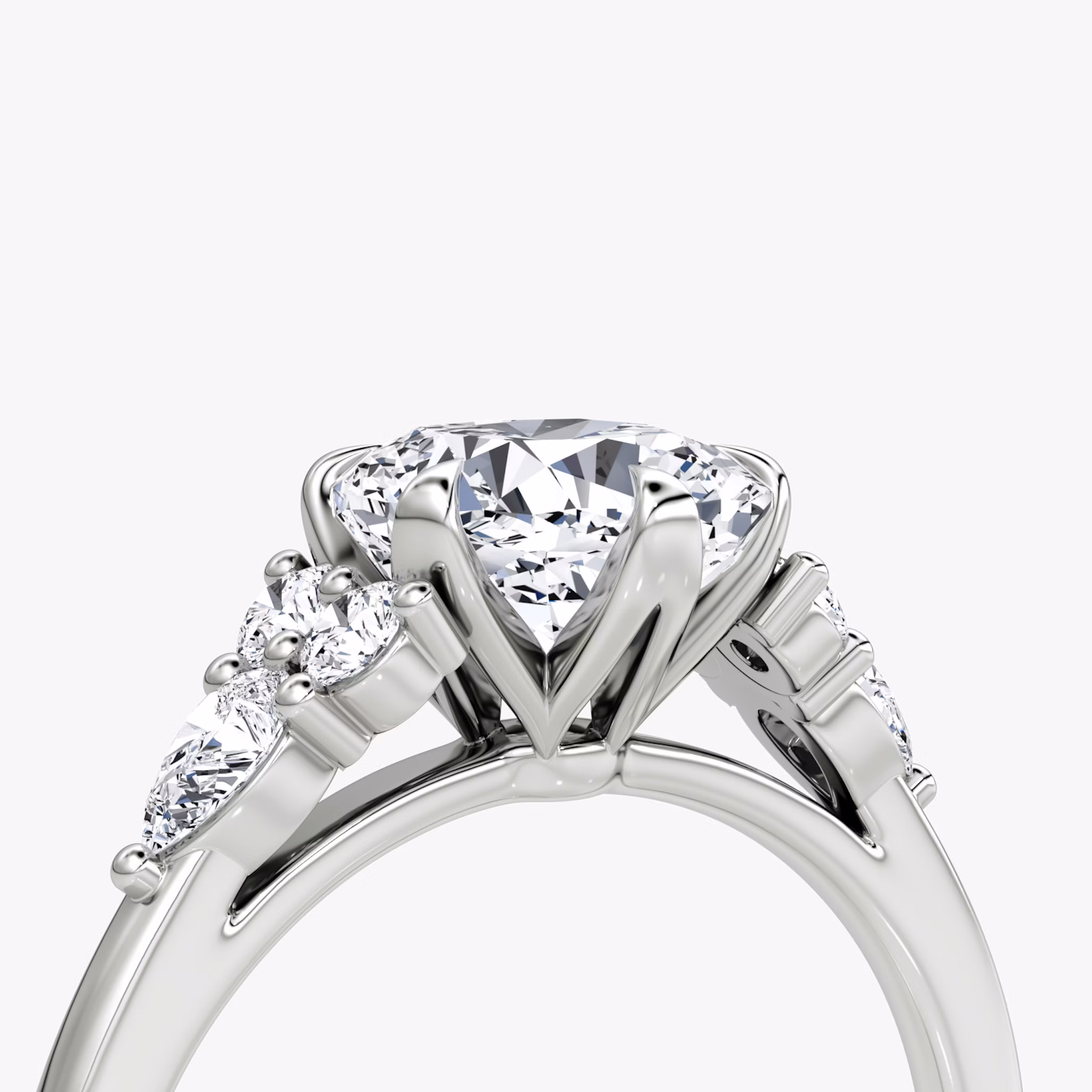 The Pear Cluster Heirloom | Cushion | Platinum | bandAccent: Plain | diamondOrientation: vertical | caratWeight: other