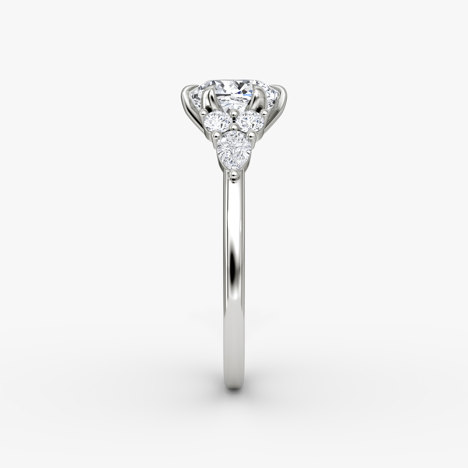 The Pear Cluster Heirloom | Cushion | Platinum | bandAccent: Plain | diamondOrientation: vertical | caratWeight: other