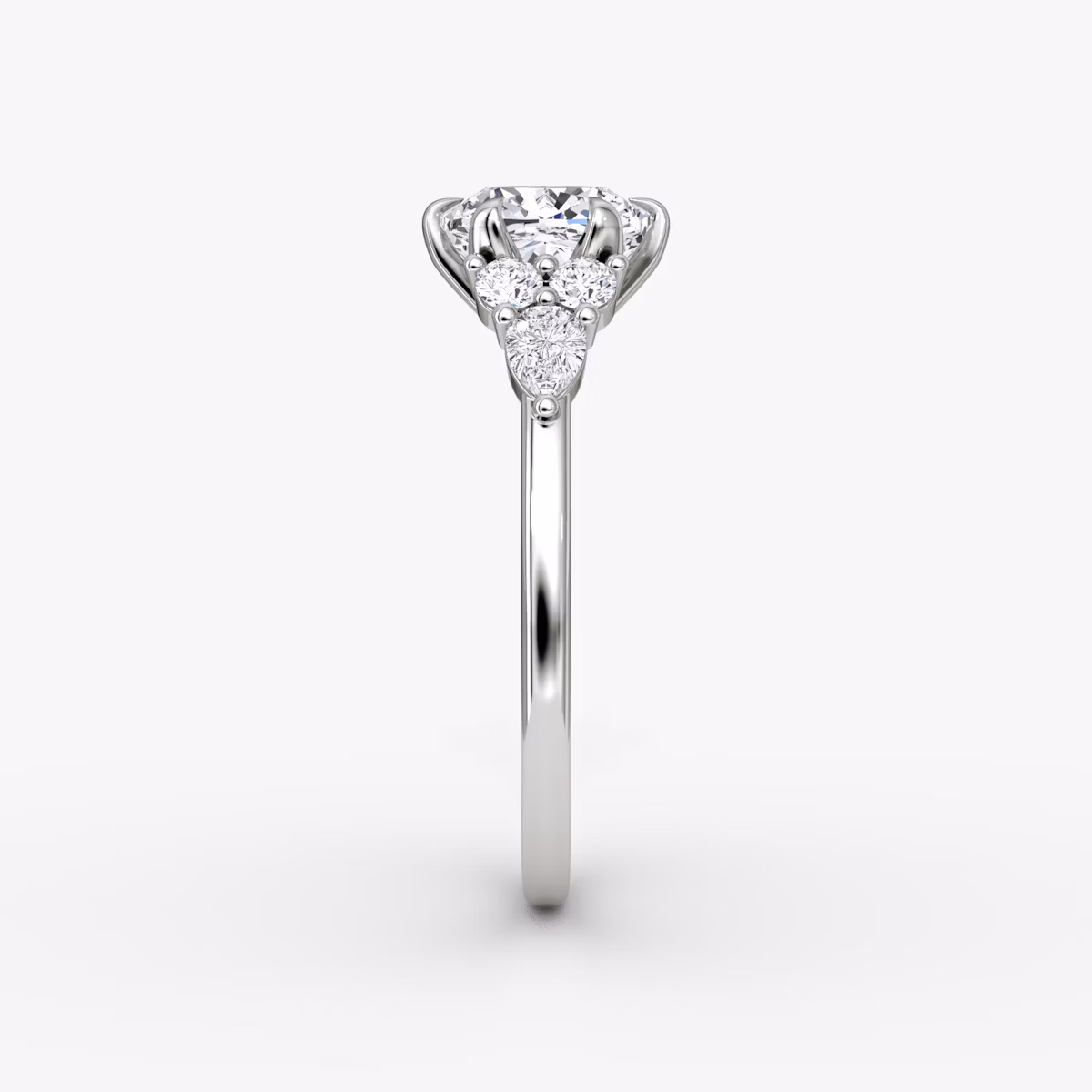 The Pear Cluster Heirloom | Cushion | Platinum | bandAccent: Plain | diamondOrientation: vertical | caratWeight: other