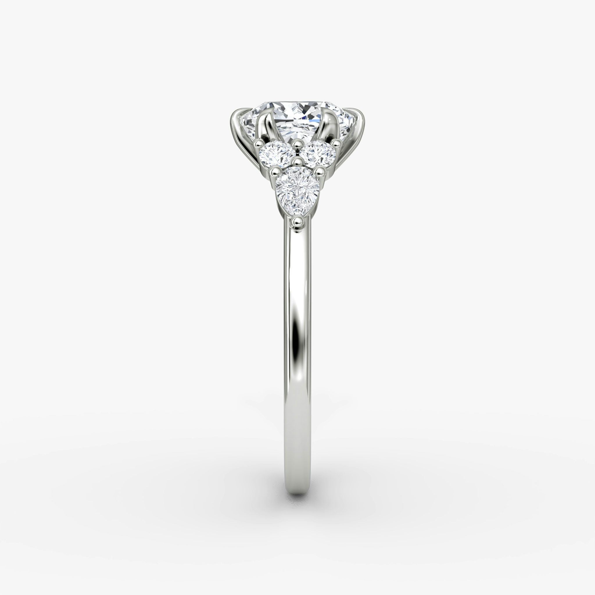The Pear Cluster Heirloom | Cushion | Platinum | bandAccent: Plain | diamondOrientation: vertical | caratWeight: other