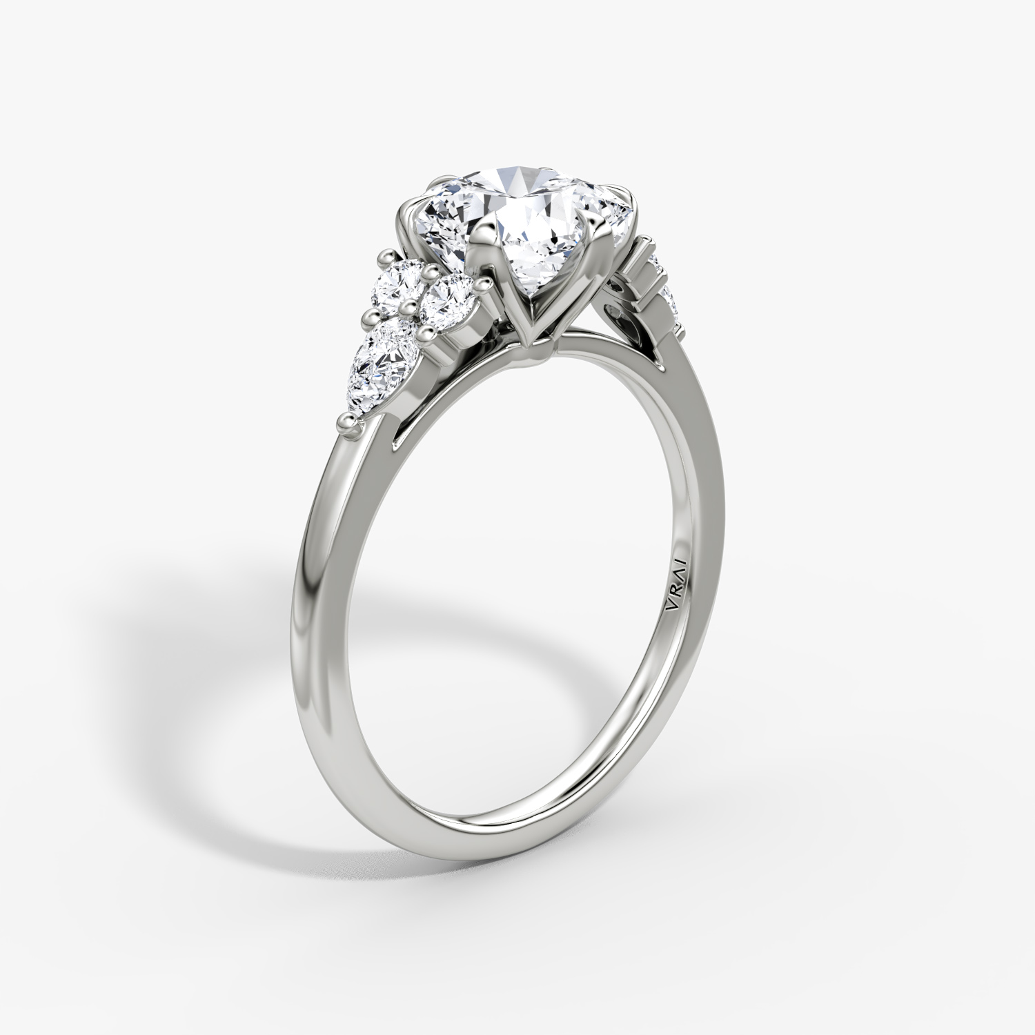 The Pear Cluster Heirloom | Cushion | Platinum | bandAccent: Plain | diamondOrientation: vertical | caratWeight: other