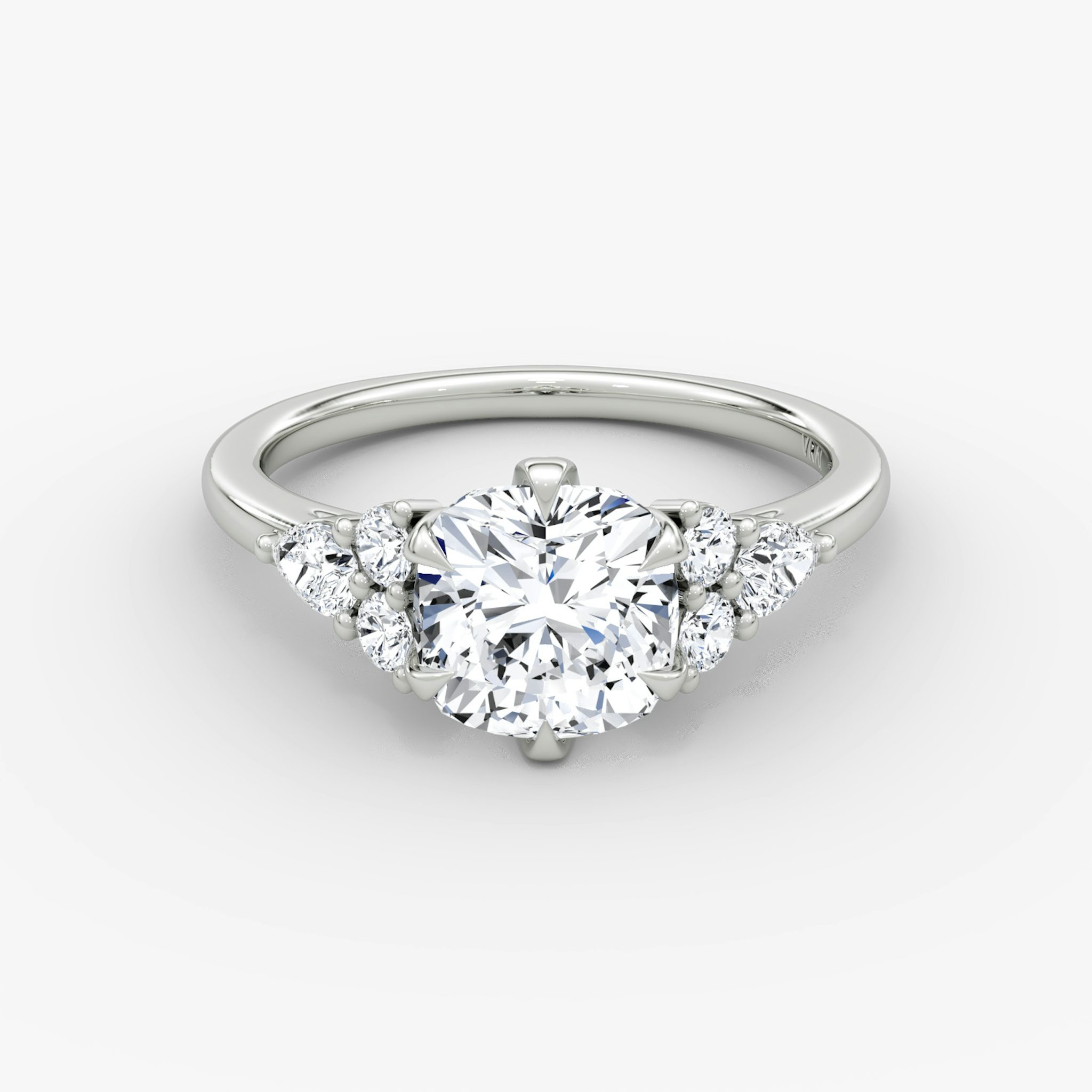 The Pear Cluster Heirloom | Cushion | Platinum | bandAccent: Plain | diamondOrientation: vertical | caratWeight: other