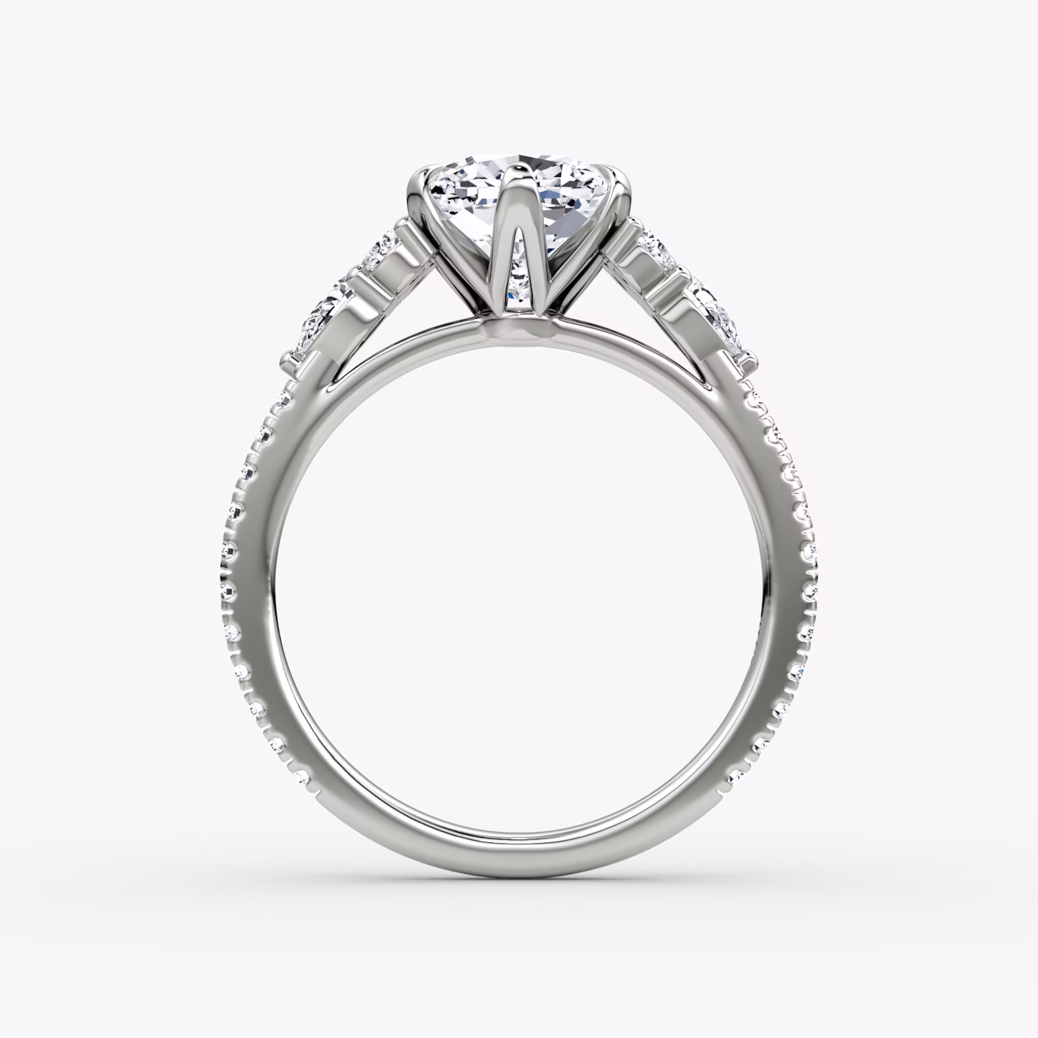 The Pear Cluster Heirloom | Cushion | 18k | White Gold | bandAccent: Pavé | diamondOrientation: vertical | caratWeight: other