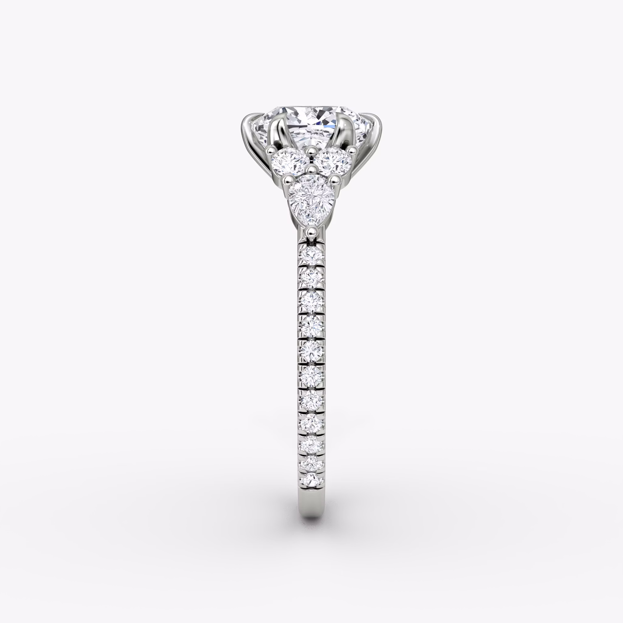 The Pear Cluster Heirloom | Cushion | 18k | White Gold | bandAccent: Pavé | diamondOrientation: vertical | caratWeight: other