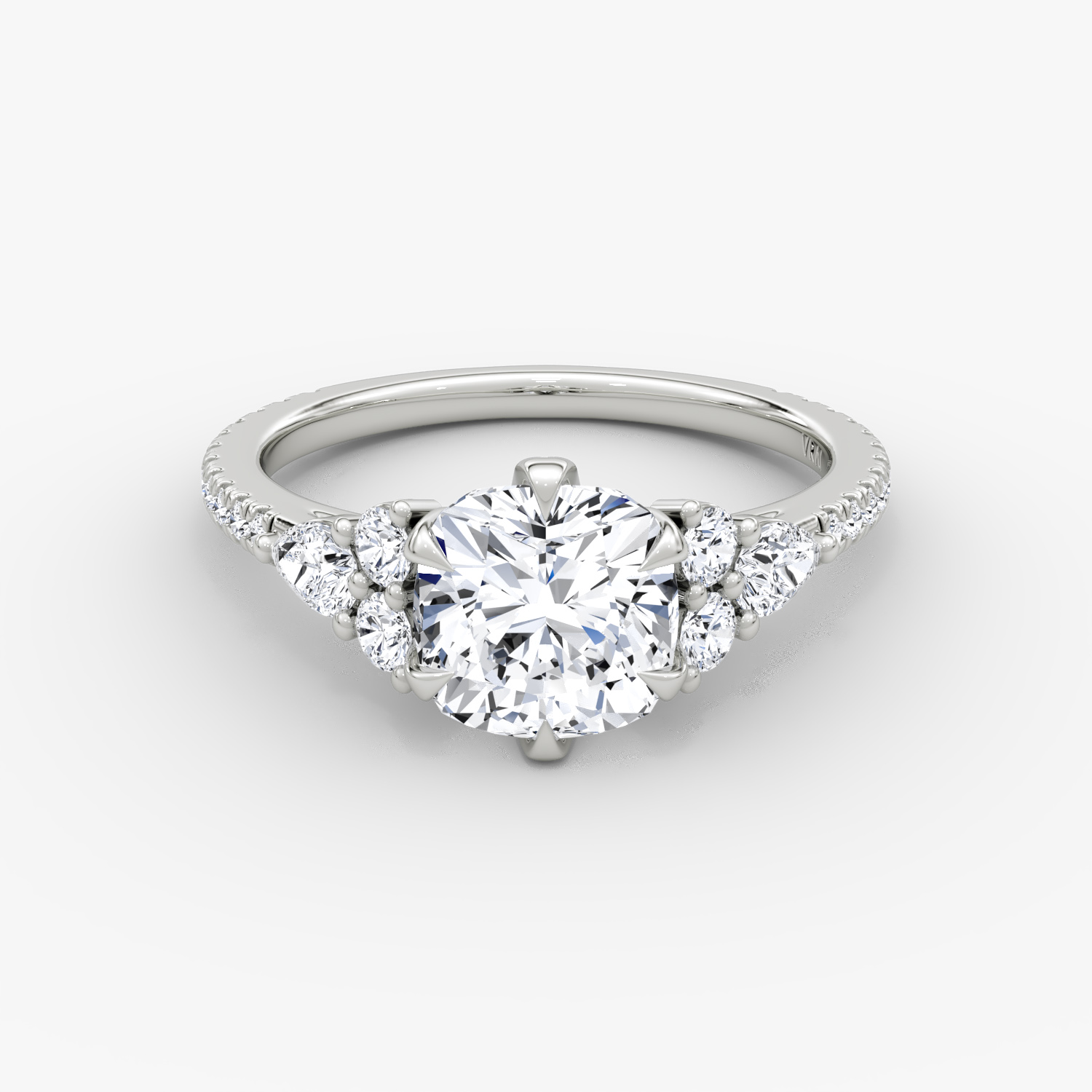 The Pear Cluster Heirloom | Cushion | Platinum | bandAccent: Pavé | diamondOrientation: vertical | caratWeight: other