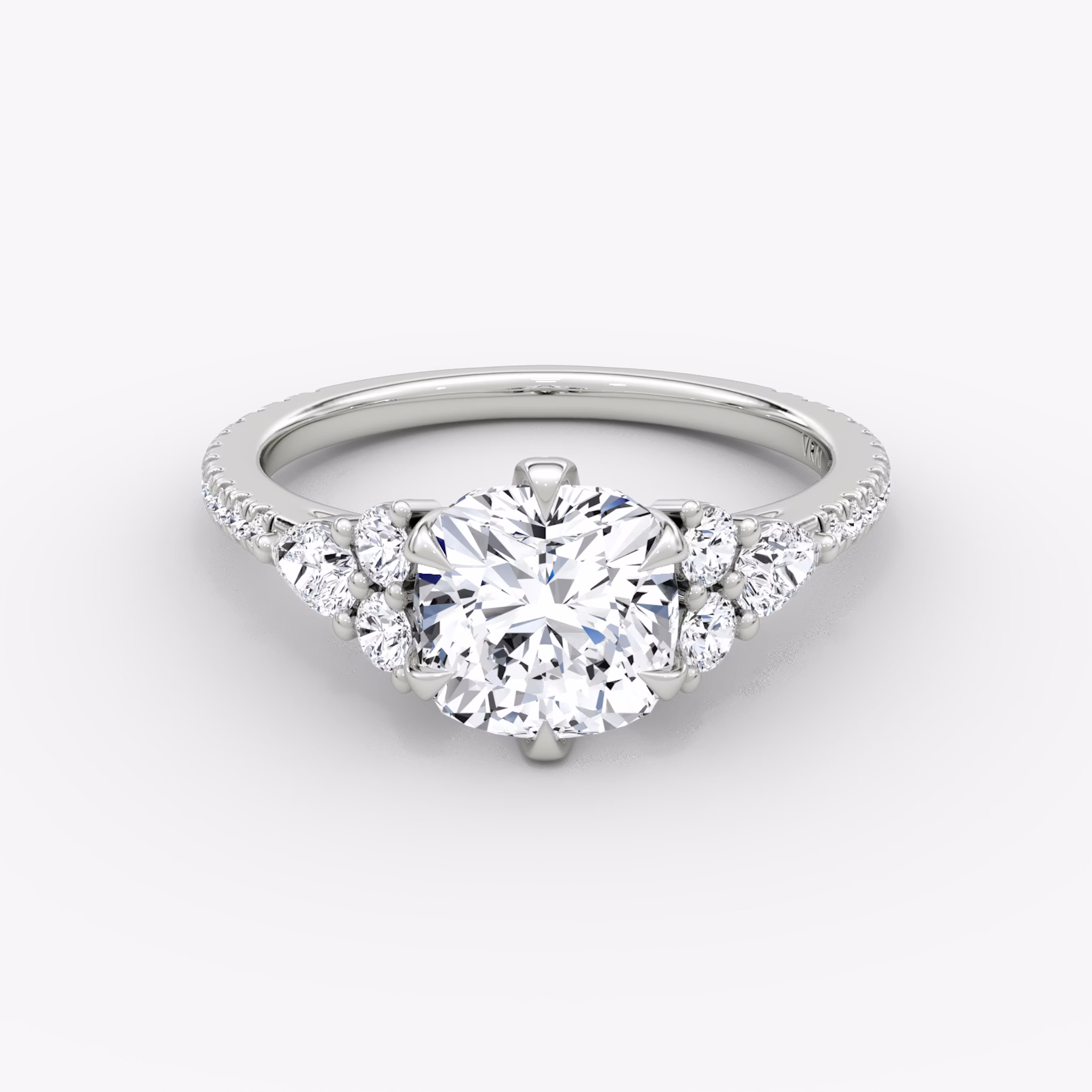 The Pear Cluster Heirloom | Cushion | Platinum | bandAccent: Pavé | diamondOrientation: vertical | caratWeight: other