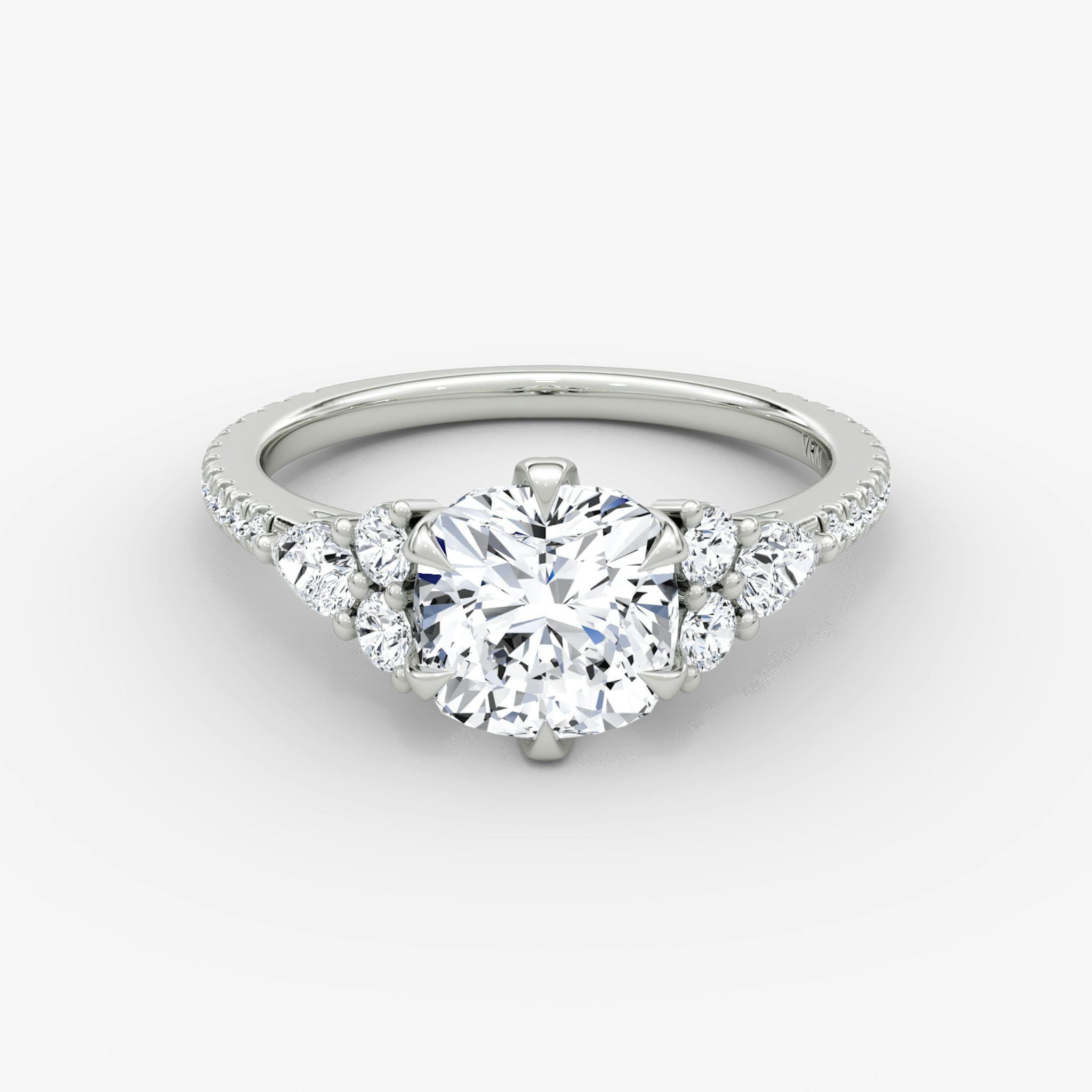 The Pear Cluster Heirloom | Cushion | Platinum | bandAccent: Pavé | diamondOrientation: vertical | caratWeight: other