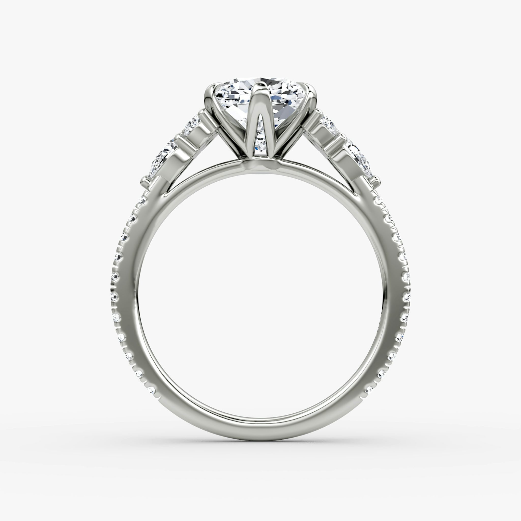 The Pear Cluster Heirloom | Cushion | Platinum | bandAccent: Pavé | diamondOrientation: vertical | caratWeight: other