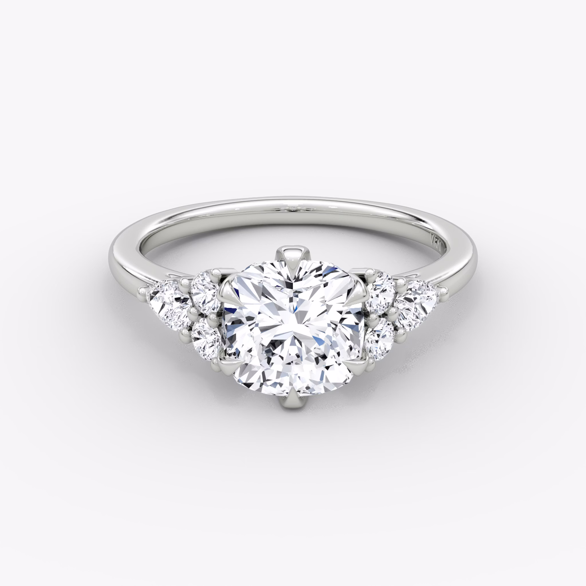 The Pear Cluster Heirloom | Cushion | 18k | White Gold | bandAccent: Plain | diamondOrientation: vertical | caratWeight: other