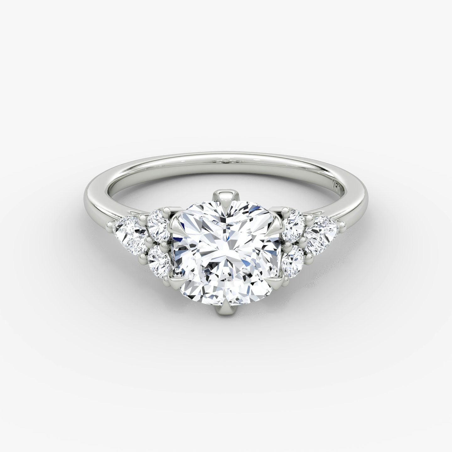 The Pear Cluster Heirloom | Cushion | 18k | White Gold | bandAccent: Plain | diamondOrientation: vertical | caratWeight: other