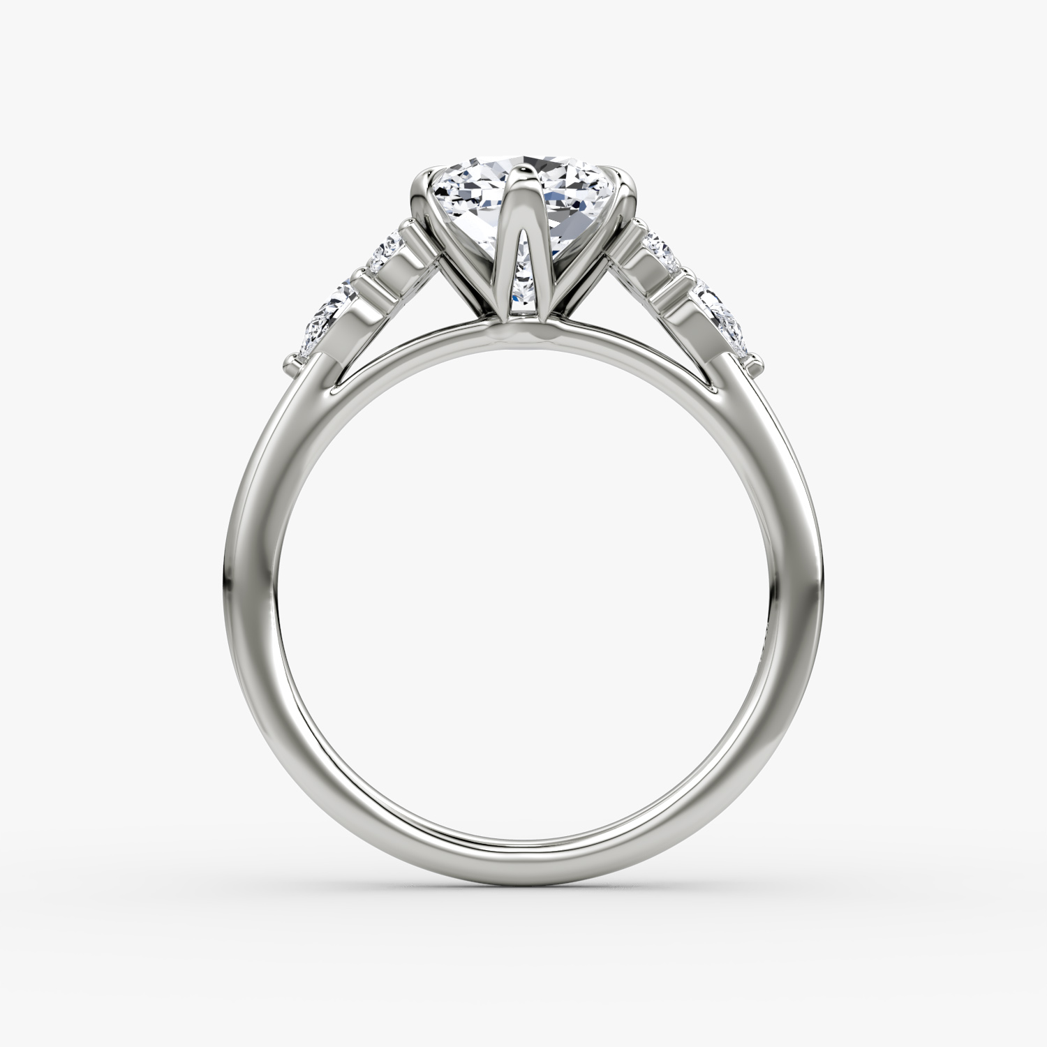 The Pear Cluster Heirloom | Cushion | 18k | White Gold | bandAccent: Plain | diamondOrientation: vertical | caratWeight: other