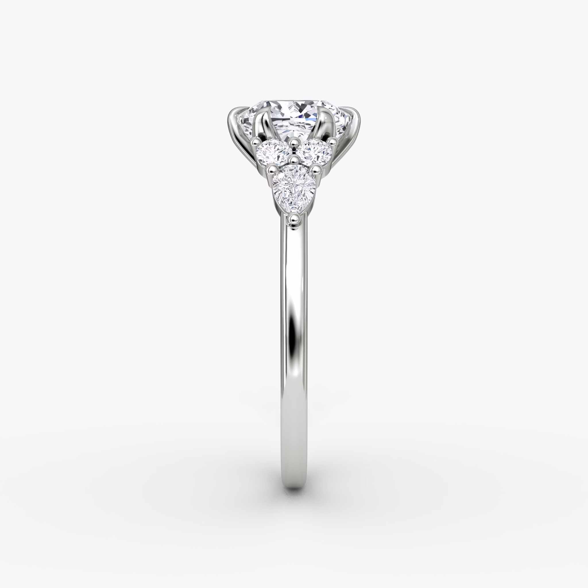 The Pear Cluster Heirloom | Cushion | 18k | White Gold | bandAccent: Plain | diamondOrientation: vertical | caratWeight: other
