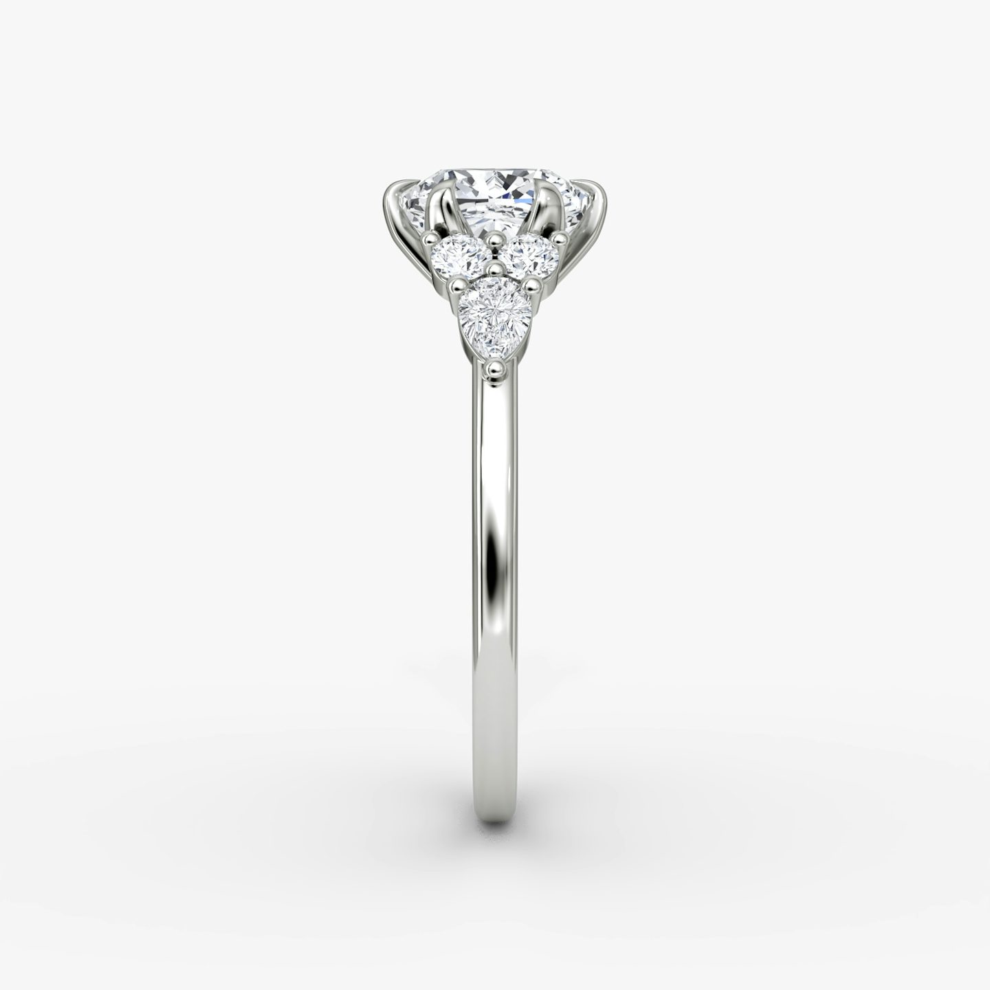 The Pear Cluster Heirloom | Cushion | 18k | White Gold | bandAccent: Plain | diamondOrientation: vertical | caratWeight: other