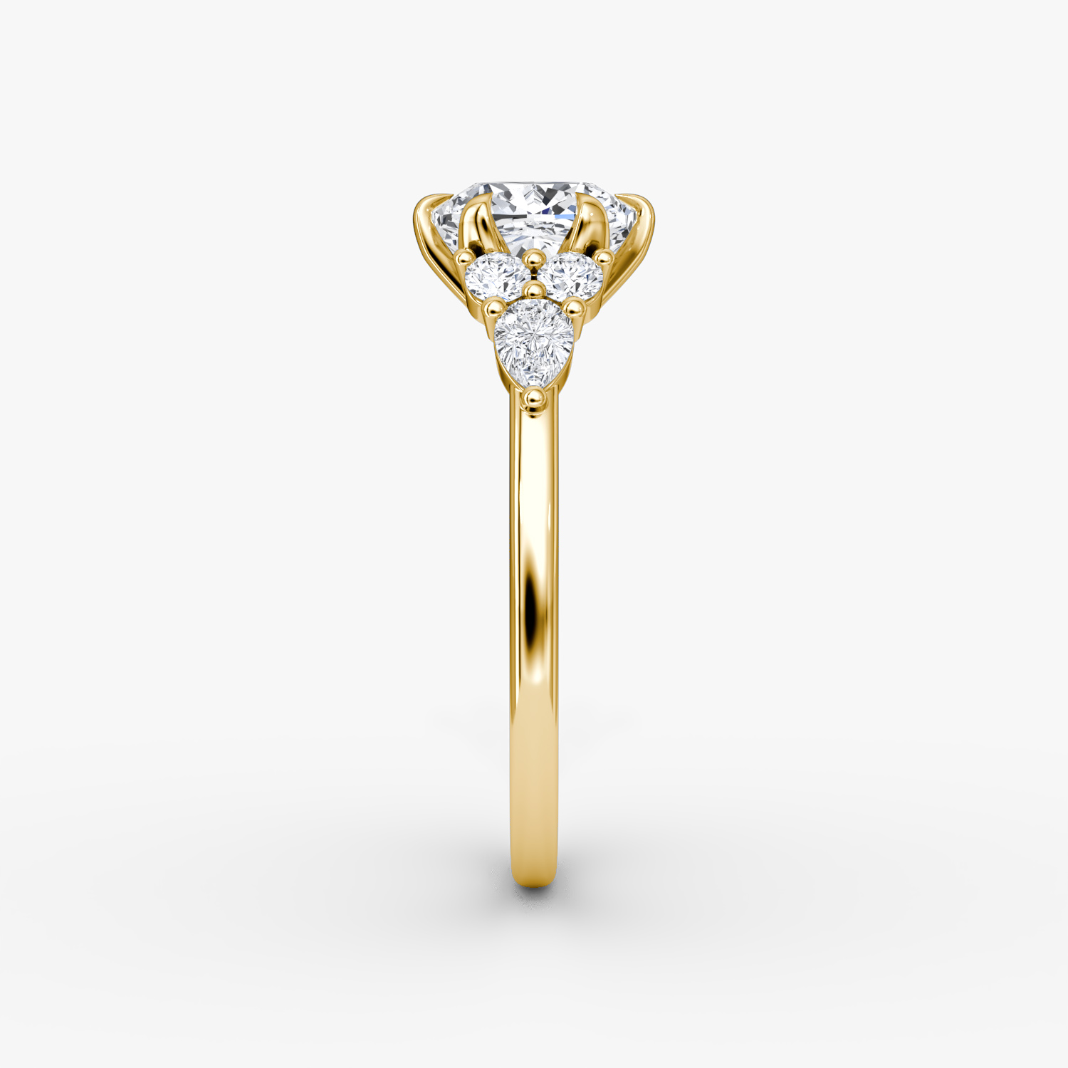 The Pear Cluster Heirloom | Cushion | 18k | Yellow Gold | bandAccent: Plain | diamondOrientation: vertical | caratWeight: other