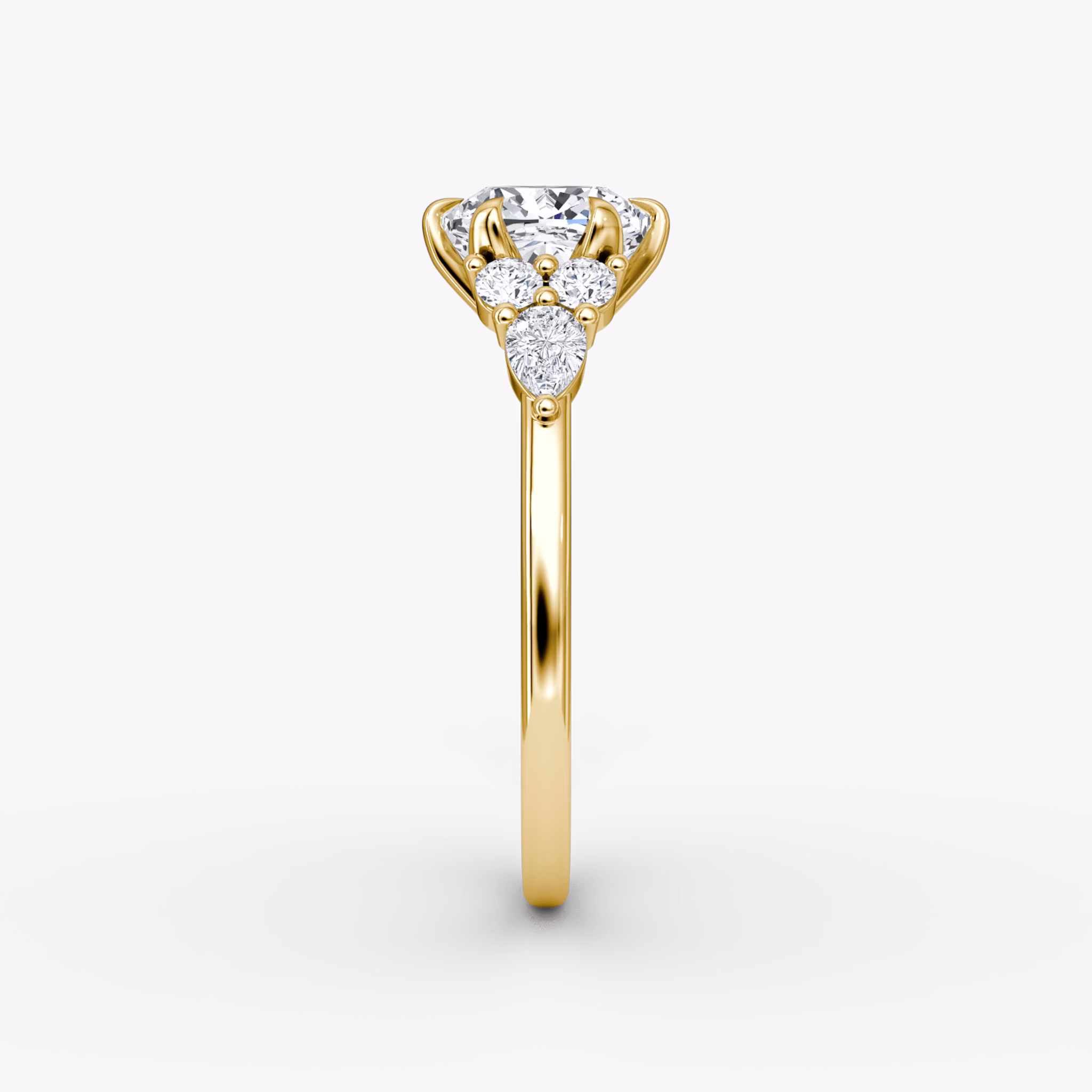 The Pear Cluster Heirloom | Cushion | 18k | Yellow Gold | bandAccent: Plain | diamondOrientation: vertical | caratWeight: other