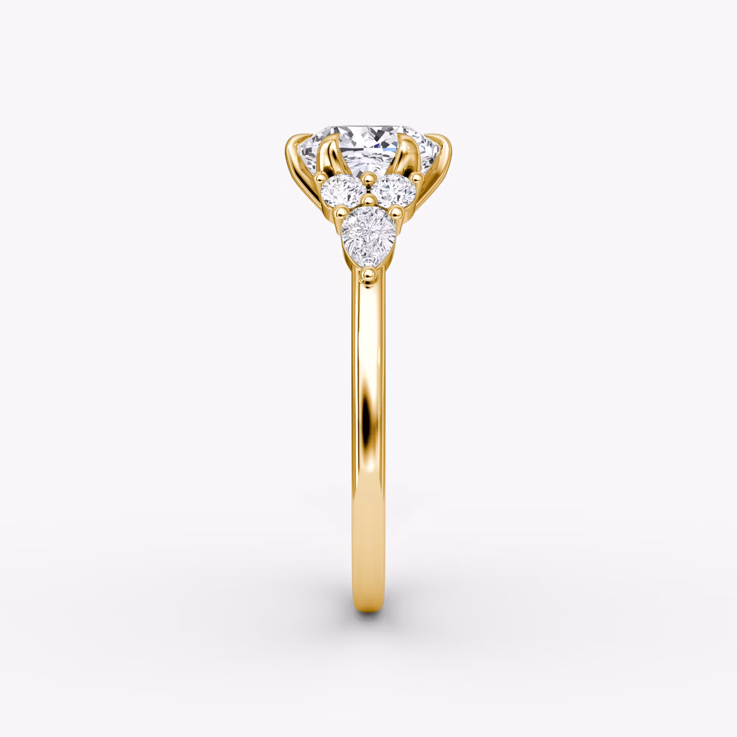 The Pear Cluster Heirloom | Cushion | 18k | Yellow Gold | bandAccent: Plain | diamondOrientation: vertical | caratWeight: other