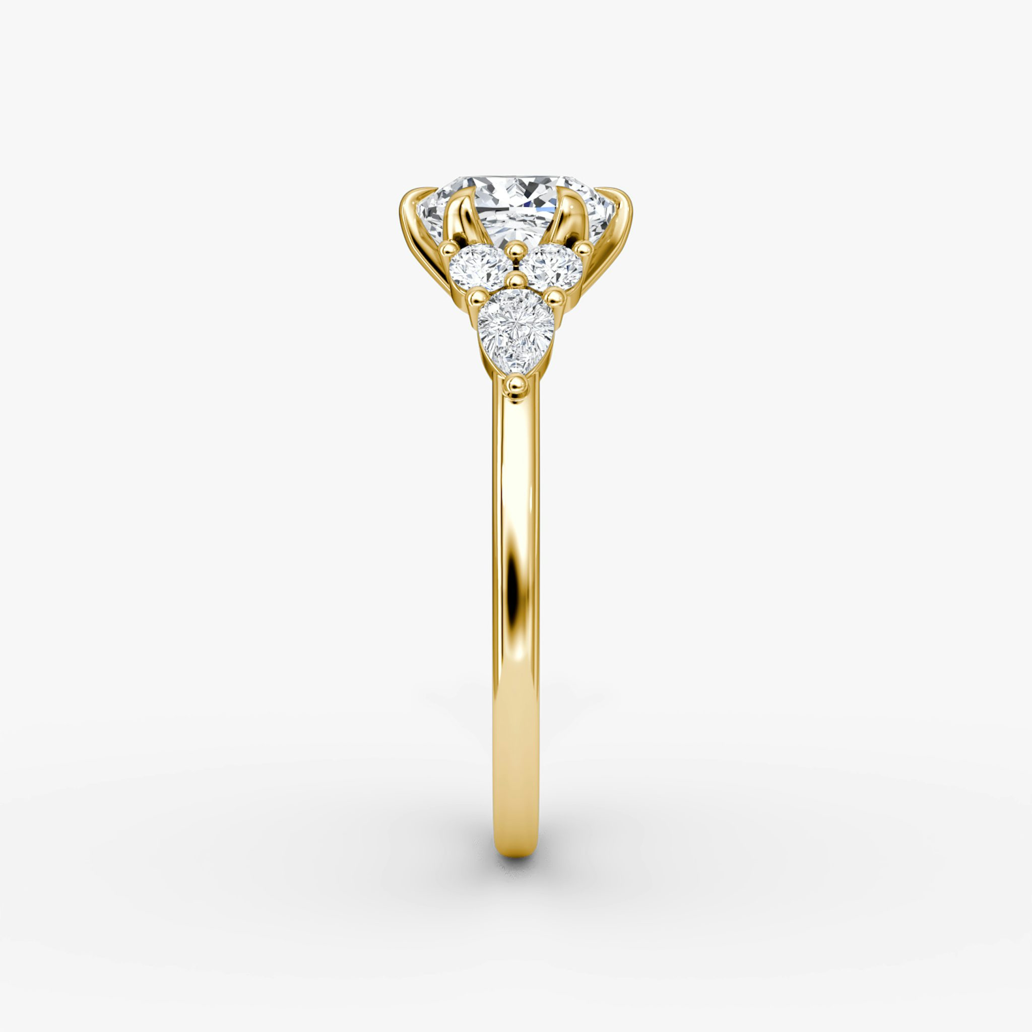 The Pear Cluster Heirloom | Cushion | 18k | Yellow Gold | bandAccent: Plain | diamondOrientation: vertical | caratWeight: other