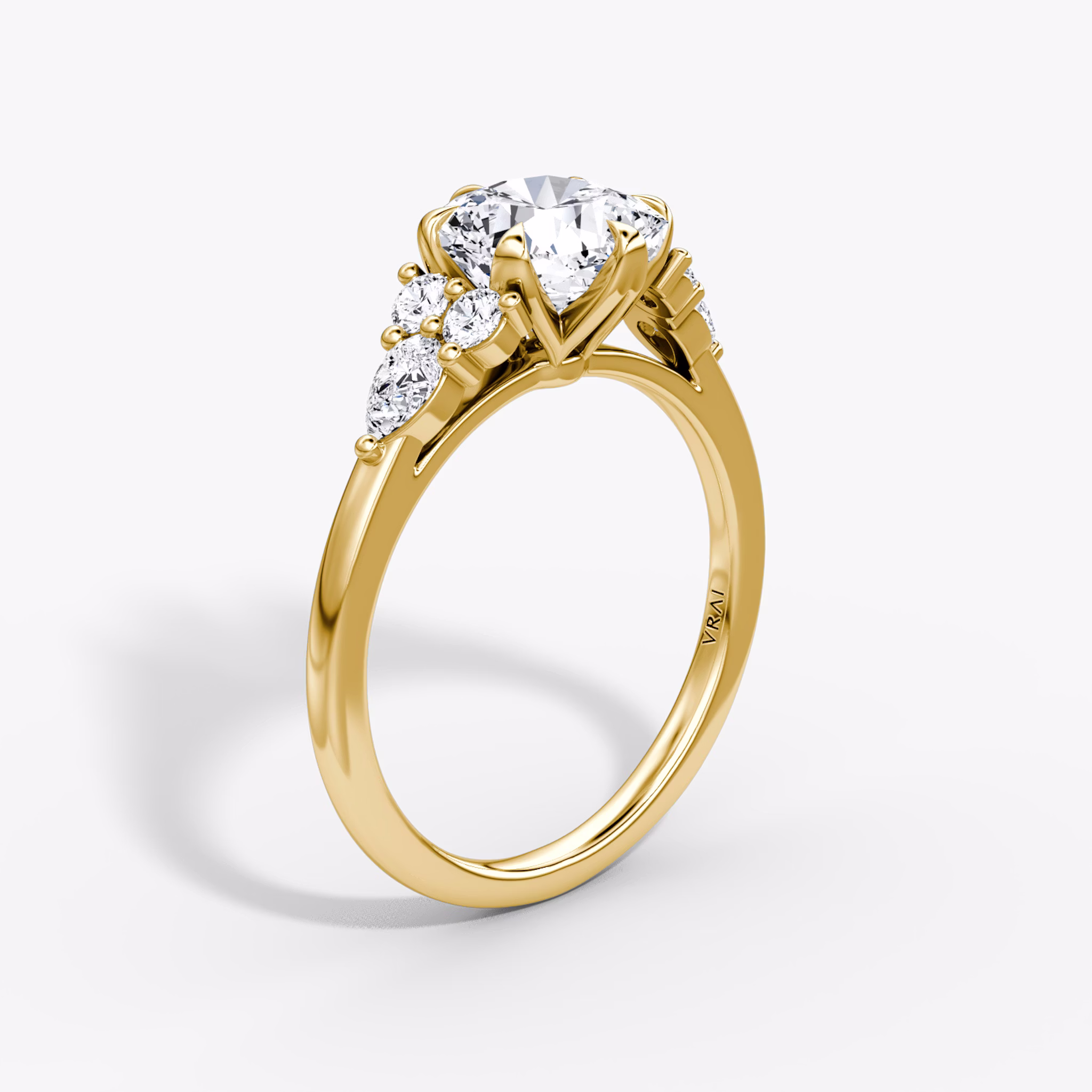 The Pear Cluster Heirloom | Cushion | 18k | Yellow Gold | bandAccent: Plain | diamondOrientation: vertical | caratWeight: other