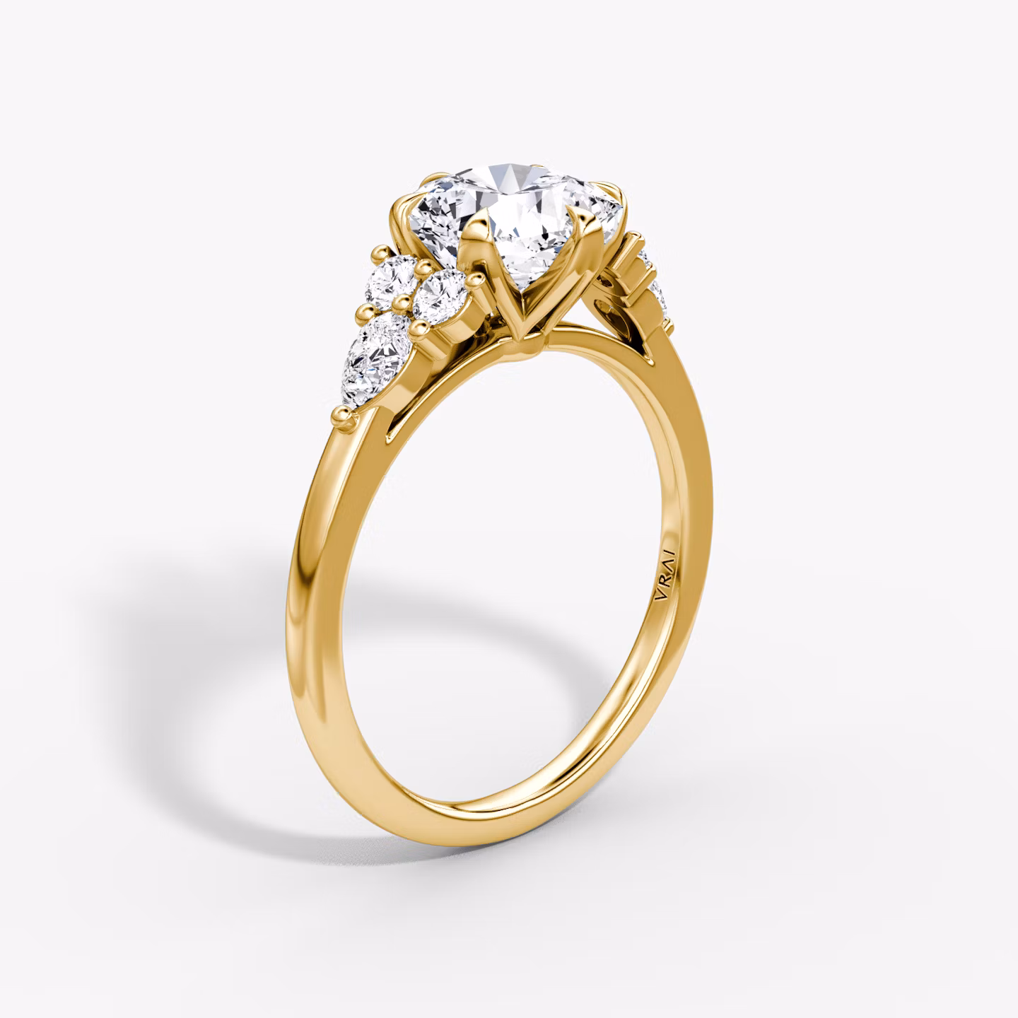 The Pear Cluster Heirloom | Cushion | 18k | Yellow Gold | bandAccent: Plain | diamondOrientation: vertical | caratWeight: other
