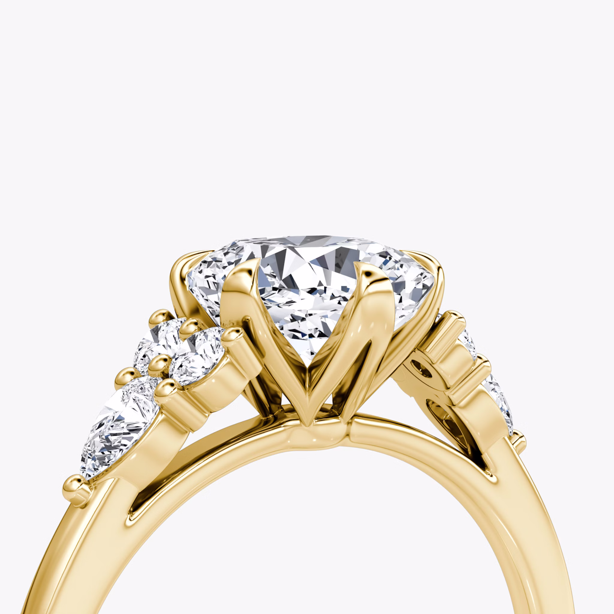The Pear Cluster Heirloom | Cushion | 18k | Yellow Gold | bandAccent: Plain | diamondOrientation: vertical | caratWeight: other