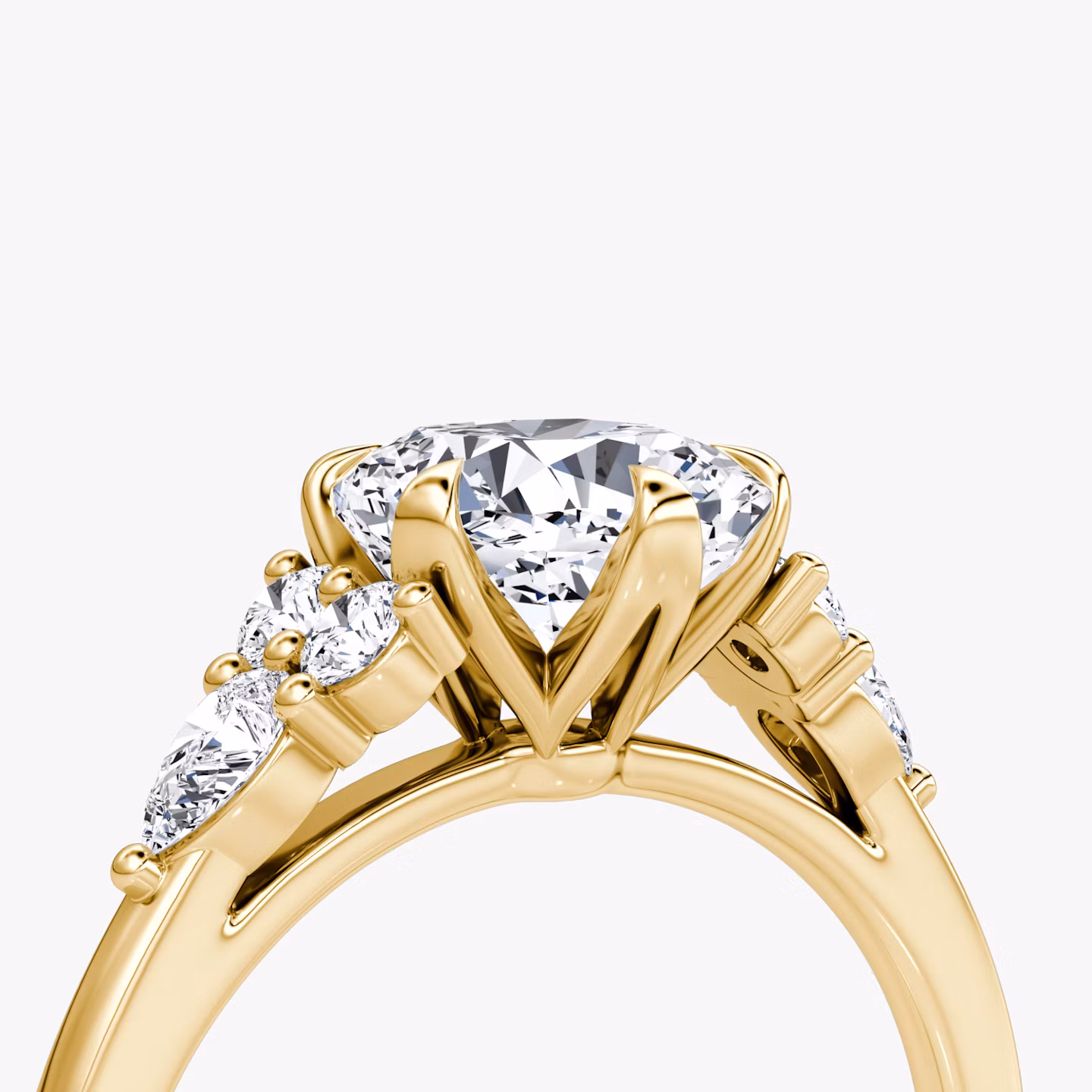 The Pear Cluster Heirloom | Cushion | 18k | Yellow Gold | bandAccent: Plain | diamondOrientation: vertical | caratWeight: other