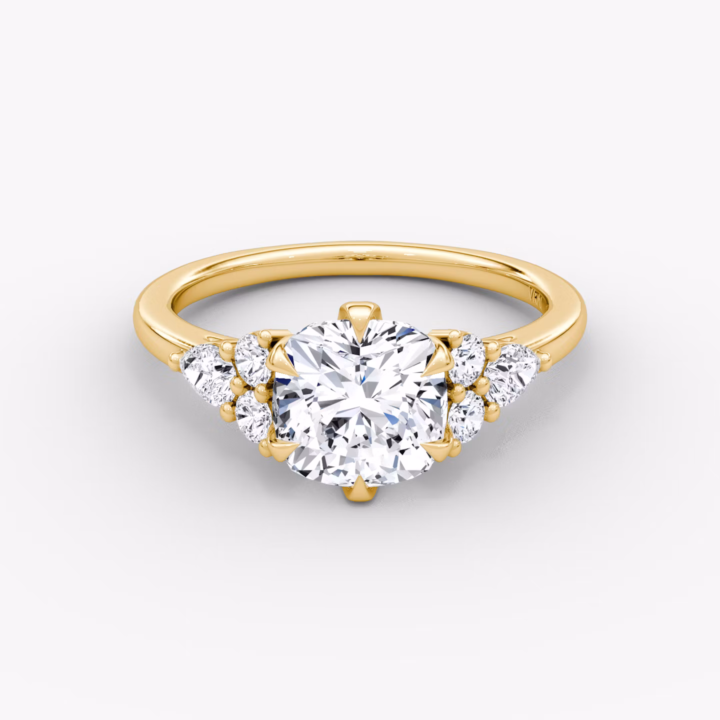 The Pear Cluster Heirloom | Cushion | 18k | Yellow Gold | bandAccent: Plain | diamondOrientation: vertical | caratWeight: other