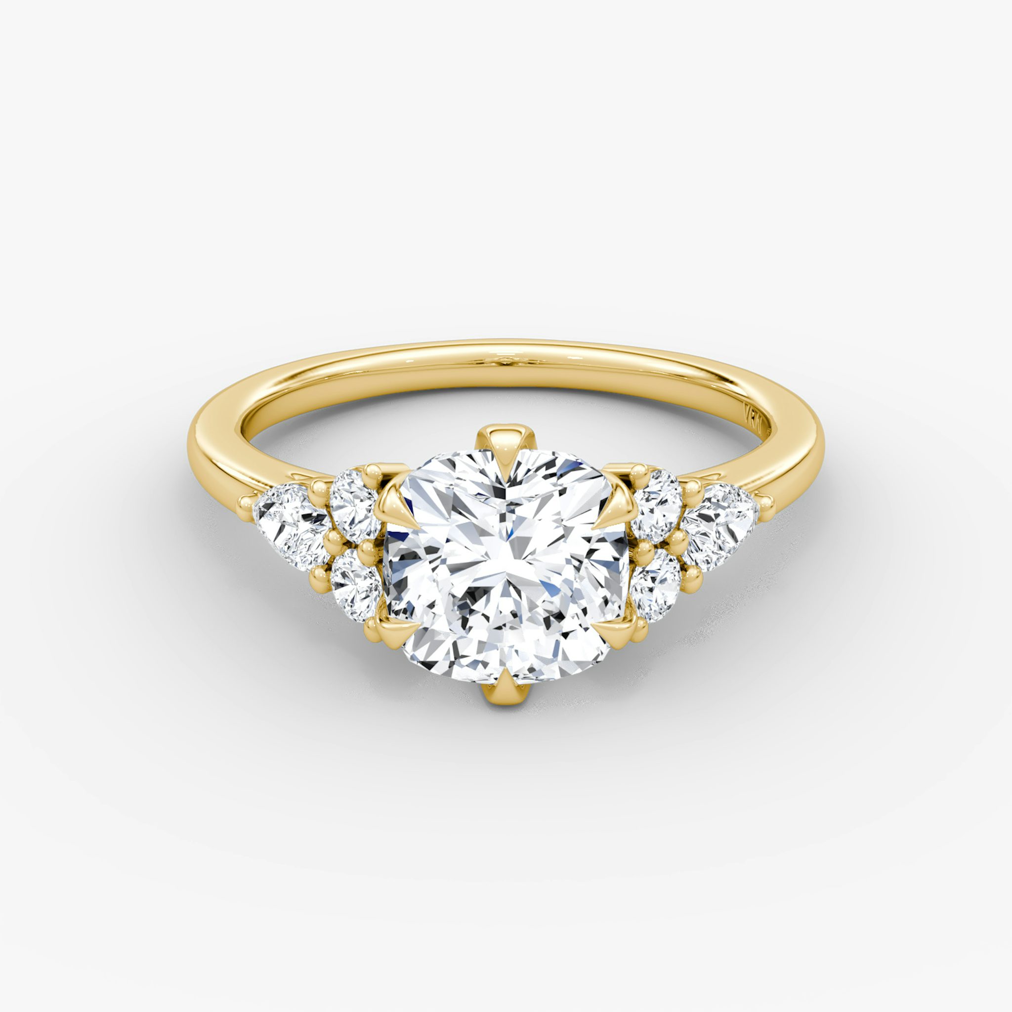 The Pear Cluster Heirloom | Cushion | 18k | Yellow Gold | bandAccent: Plain | diamondOrientation: vertical | caratWeight: other