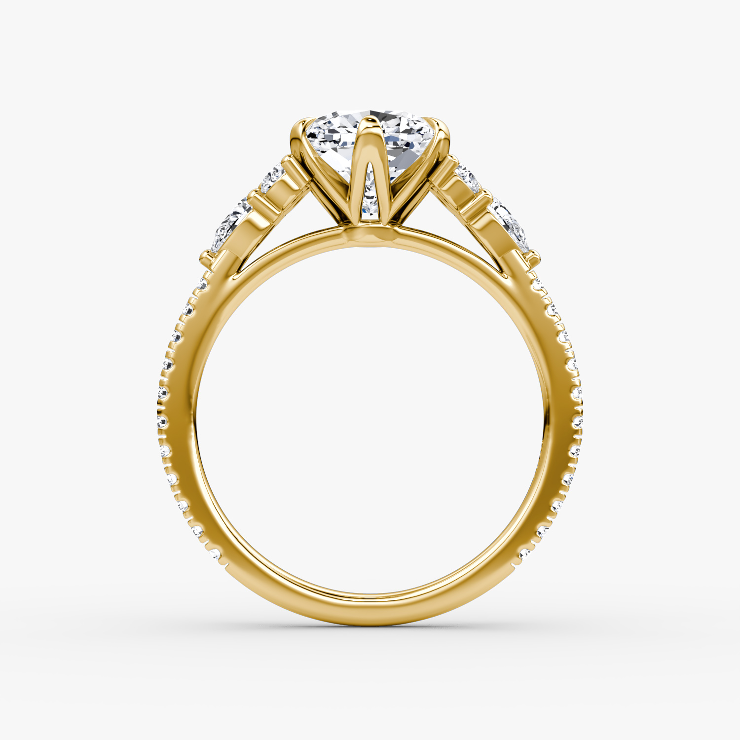The Pear Cluster Heirloom | Cushion | 18k | Yellow Gold | bandAccent: Pavé | diamondOrientation: vertical | caratWeight: other
