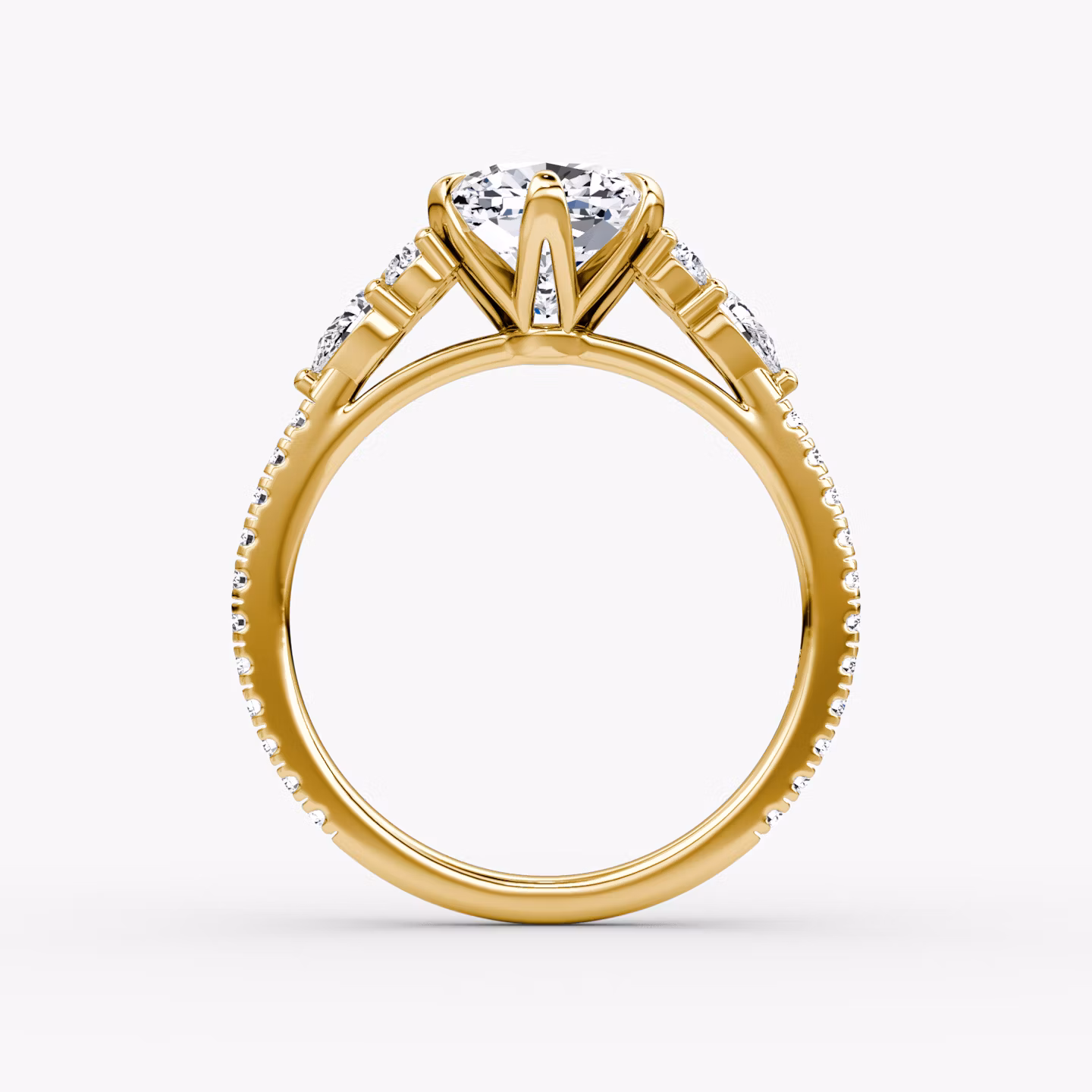 The Pear Cluster Heirloom | Cushion | 18k | Yellow Gold | bandAccent: Pavé | diamondOrientation: vertical | caratWeight: other