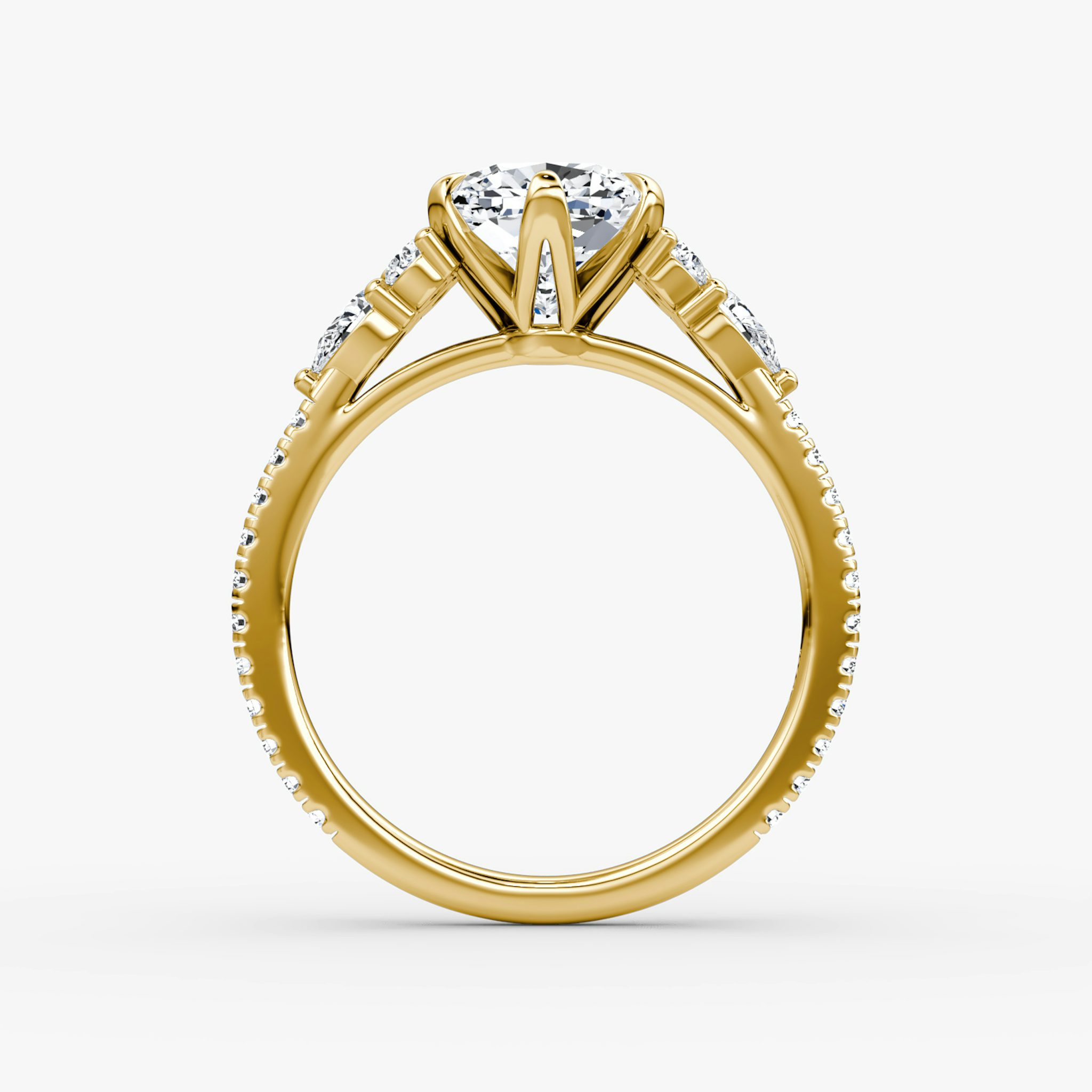 The Pear Cluster Heirloom | Cushion | 18k | Yellow Gold | bandAccent: Pavé | diamondOrientation: vertical | caratWeight: other