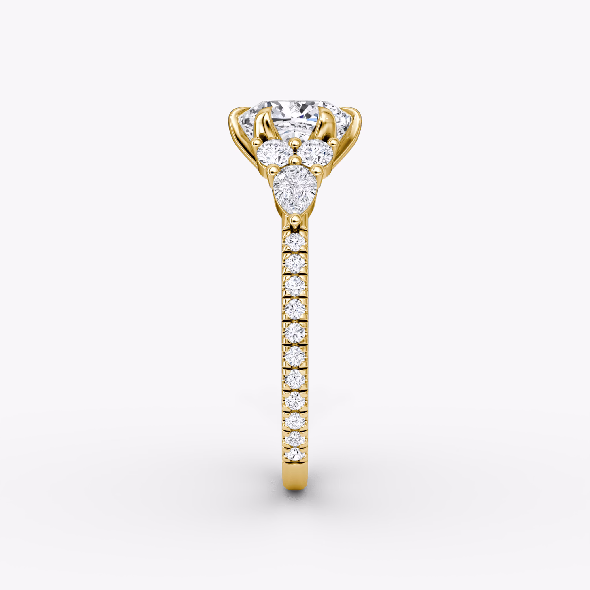The Pear Cluster Heirloom | Cushion | 18k | Yellow Gold | bandAccent: Pavé | diamondOrientation: vertical | caratWeight: other