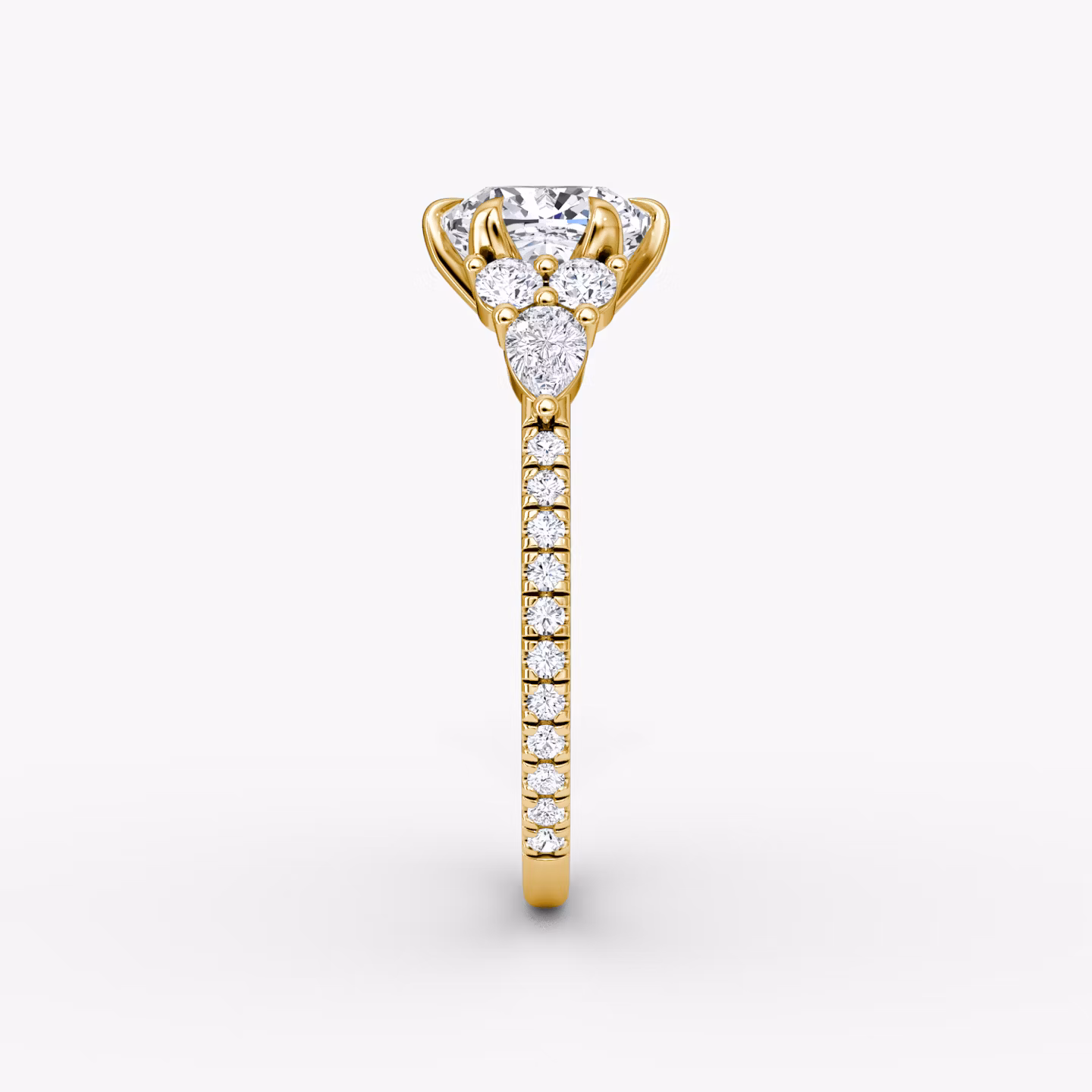 The Pear Cluster Heirloom | Cushion | 18k | Yellow Gold | bandAccent: Pavé | diamondOrientation: vertical | caratWeight: other