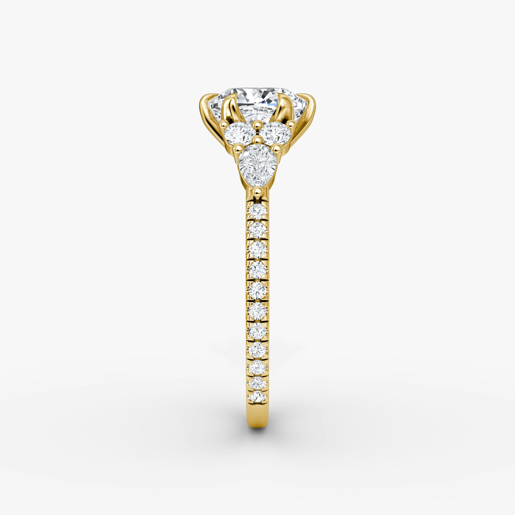 The Pear Cluster Heirloom | Cushion | 18k | Yellow Gold | bandAccent: Pavé | diamondOrientation: vertical | caratWeight: other