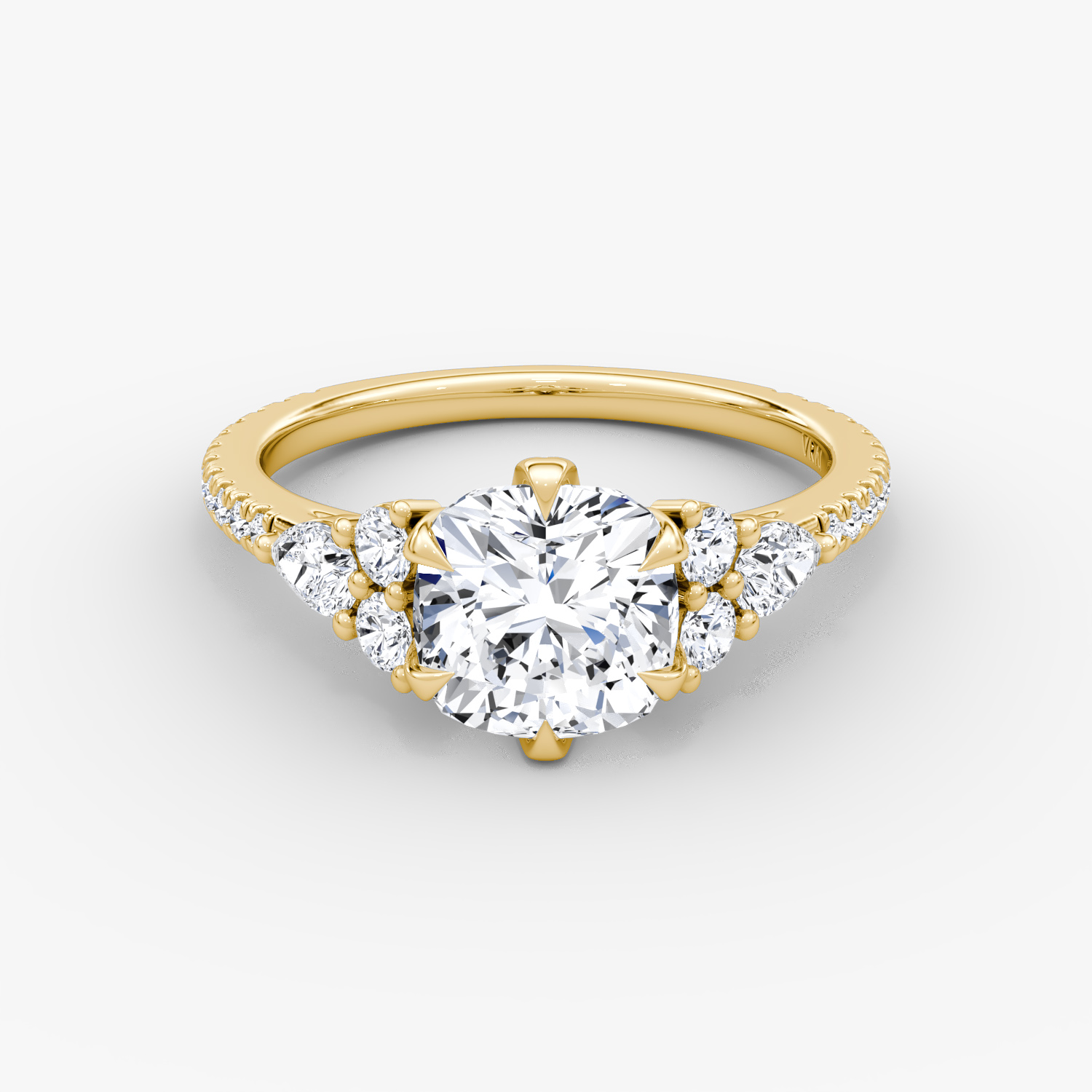 The Pear Cluster Heirloom | Cushion | 18k | Yellow Gold | bandAccent: Pavé | diamondOrientation: vertical | caratWeight: other