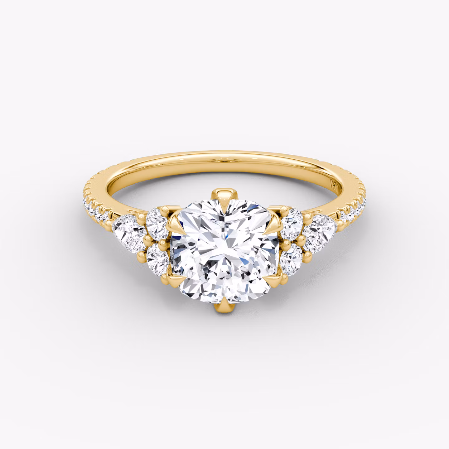The Pear Cluster Heirloom | Cushion | 18k | Yellow Gold | bandAccent: Pavé | diamondOrientation: vertical | caratWeight: other
