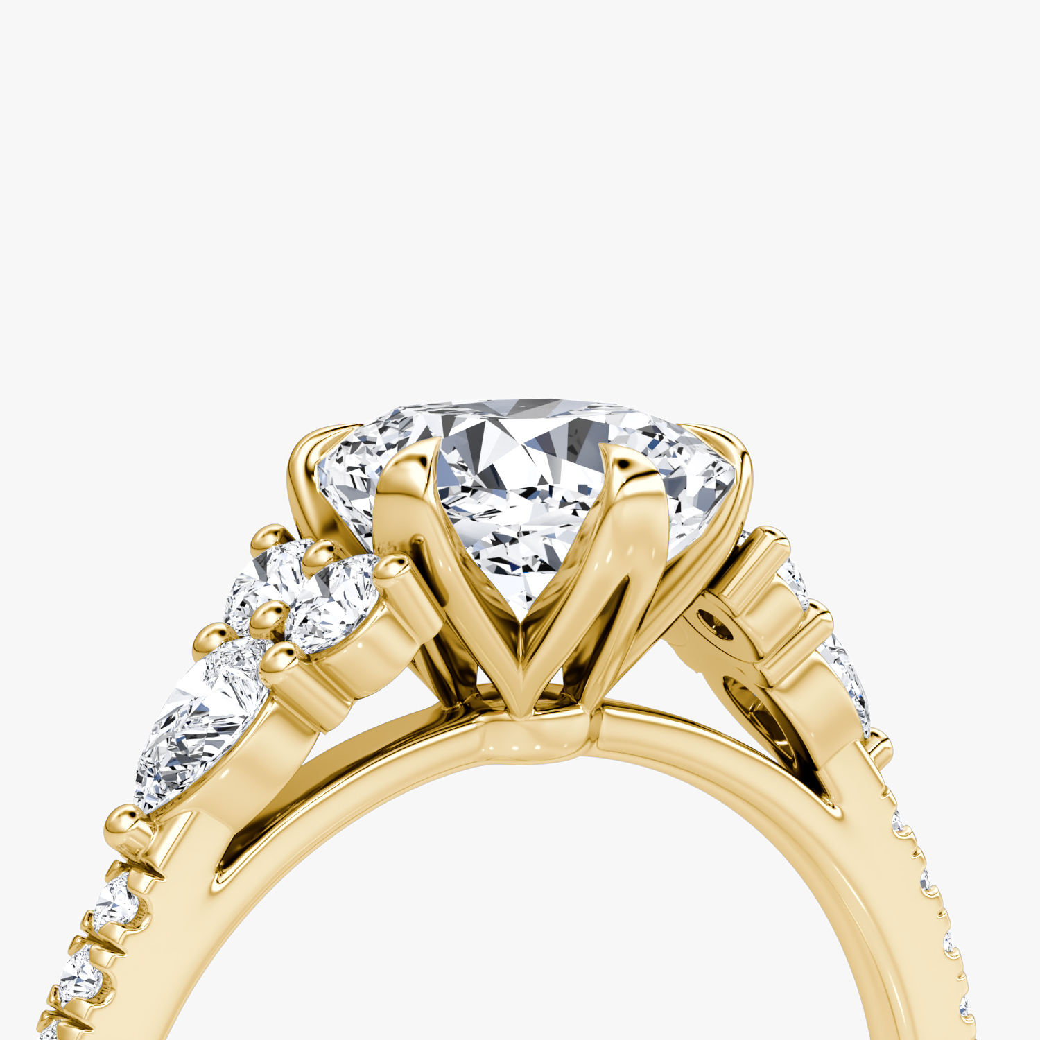 The Pear Cluster Heirloom | Cushion | 18k | Yellow Gold | bandAccent: Pavé | diamondOrientation: vertical | caratWeight: other