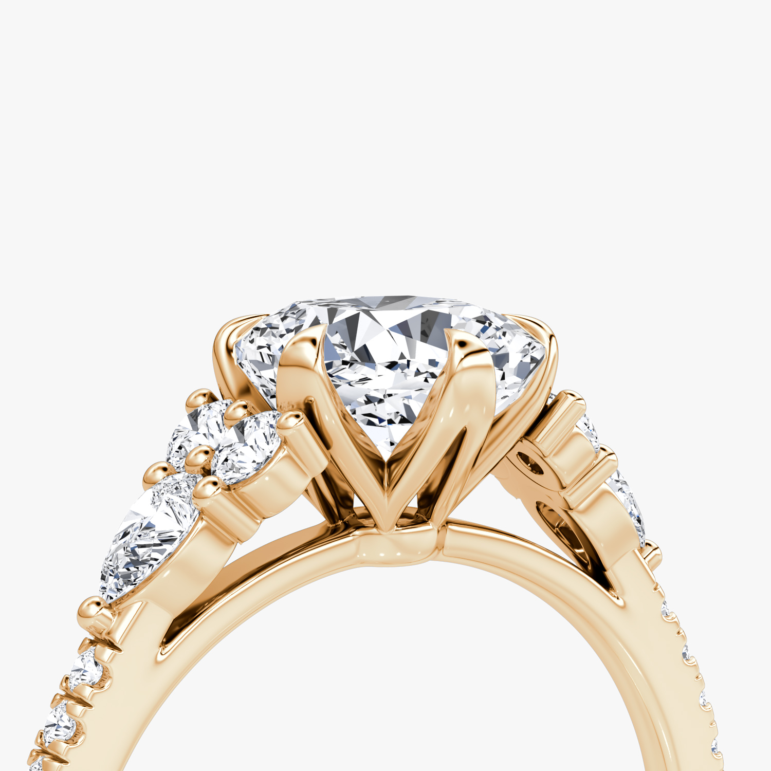 The Pear Cluster Heirloom | Cushion | 14k | Rose Gold | bandAccent: Pavé | diamondOrientation: vertical | caratWeight: other