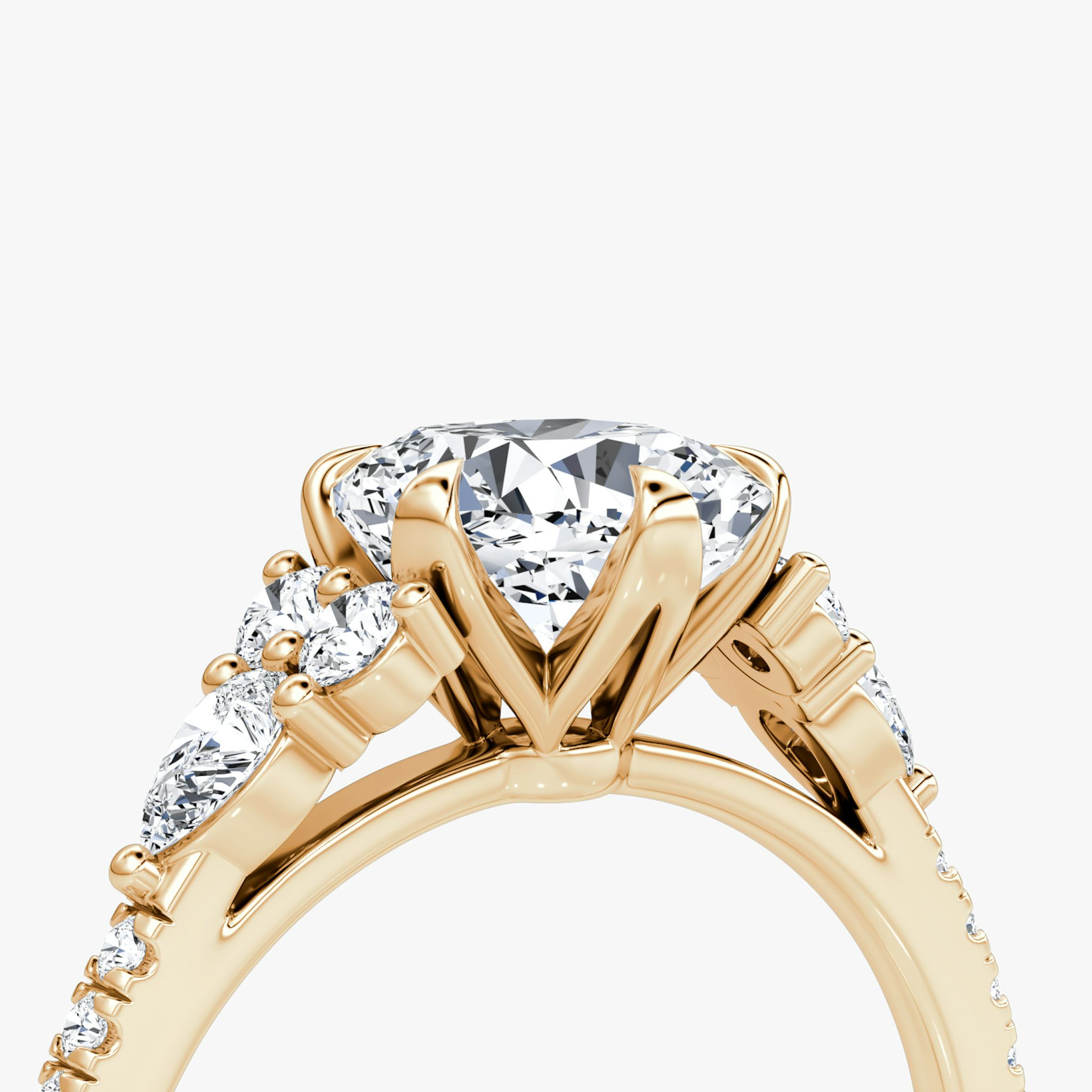 The Pear Cluster Heirloom | Cushion | 14k | Rose Gold | bandAccent: Pavé | diamondOrientation: vertical | caratWeight: other