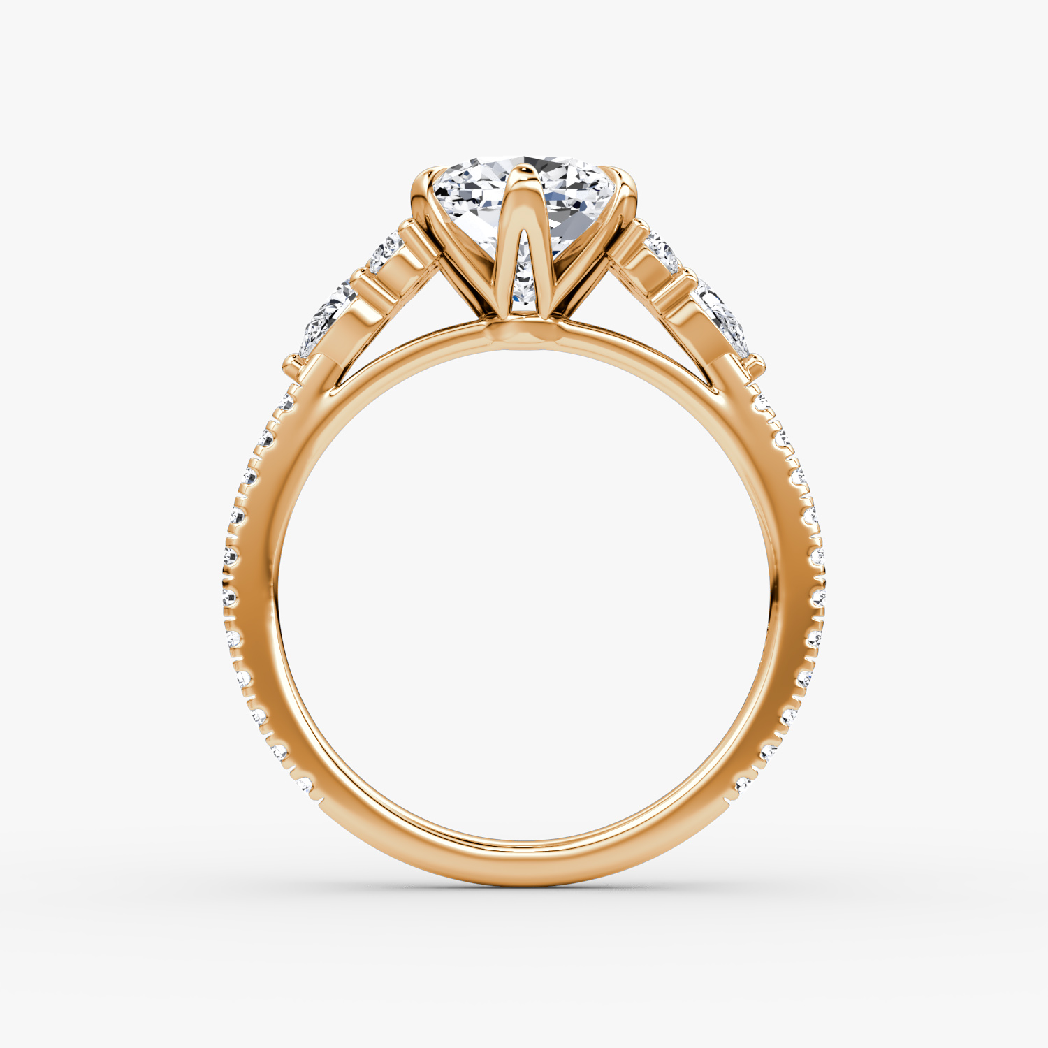The Pear Cluster Heirloom | Cushion | 14k | Rose Gold | bandAccent: Pavé | diamondOrientation: vertical | caratWeight: other