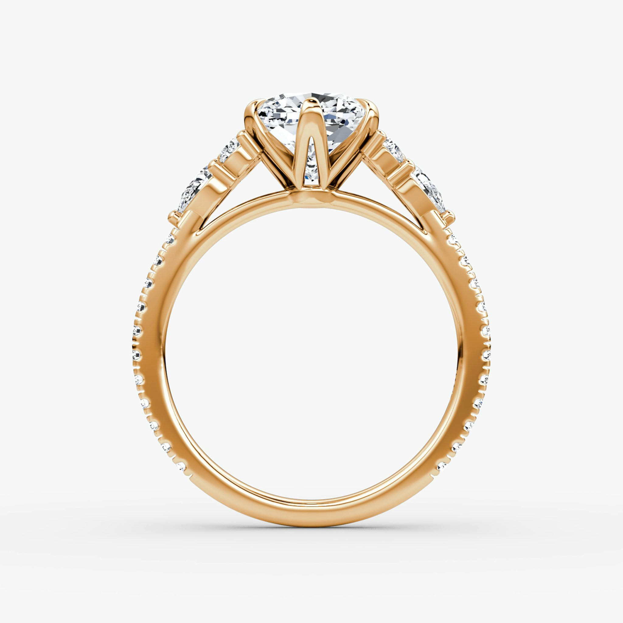 The Pear Cluster Heirloom | Cushion | 14k | Rose Gold | bandAccent: Pavé | diamondOrientation: vertical | caratWeight: other